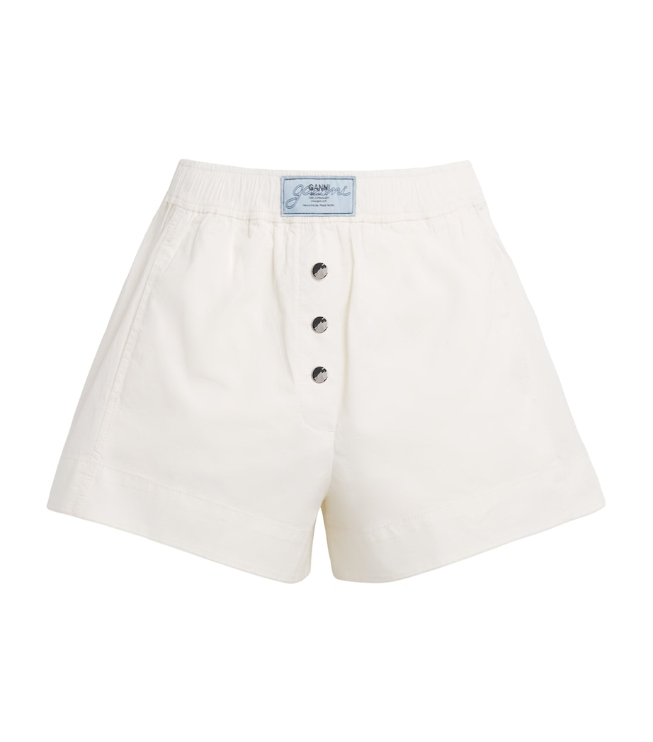 GANNI White Organic Cotton Elasticated Shorts