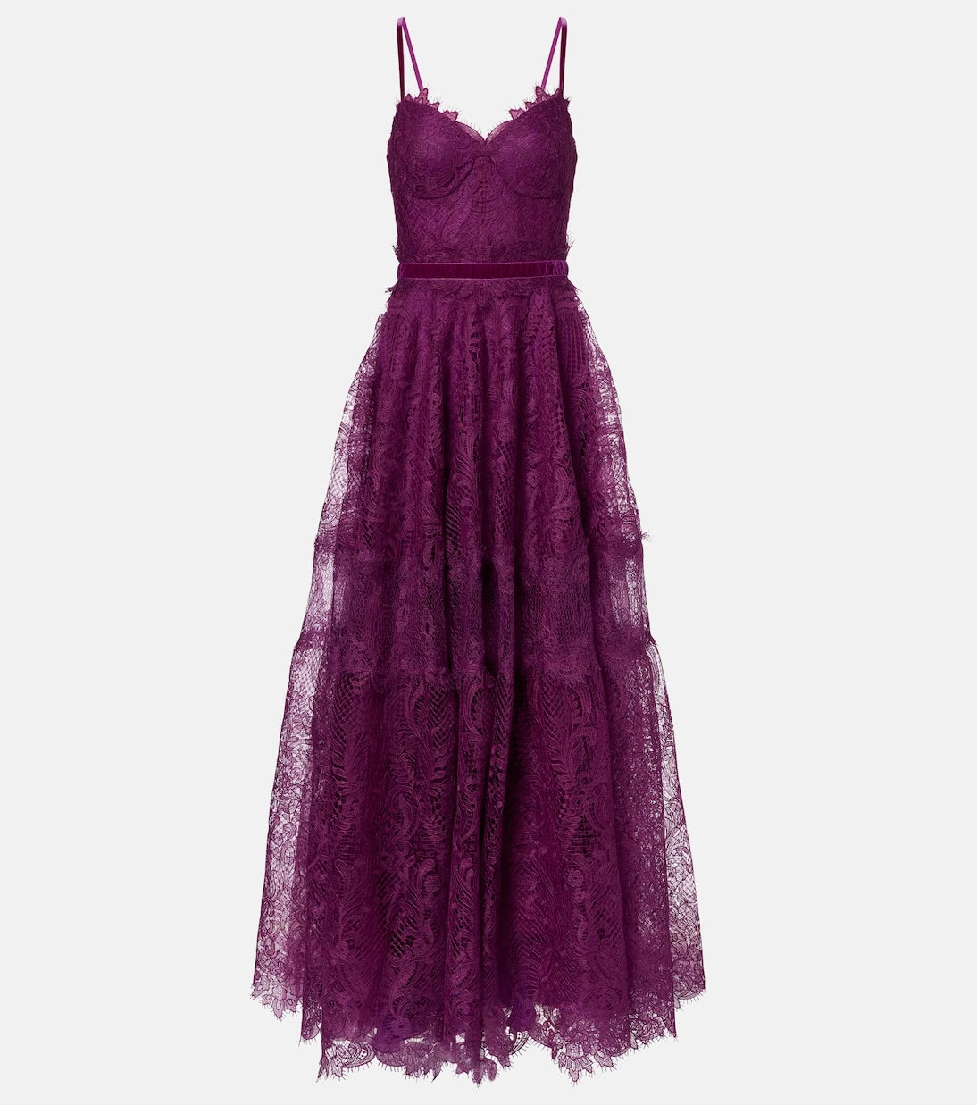 Costarellos - Belted lace gown