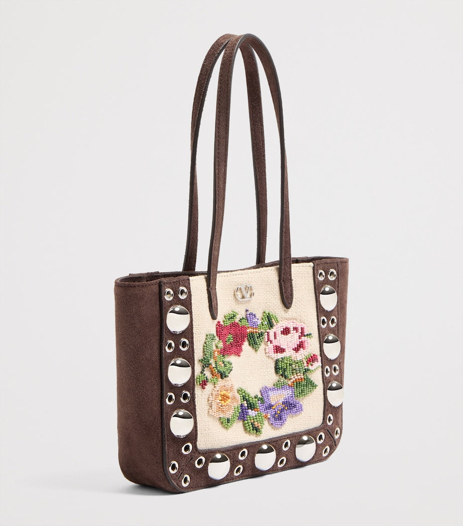 Valentino Garavani Multi Mini Suede Beaded Nellcôte Shoulder Bag