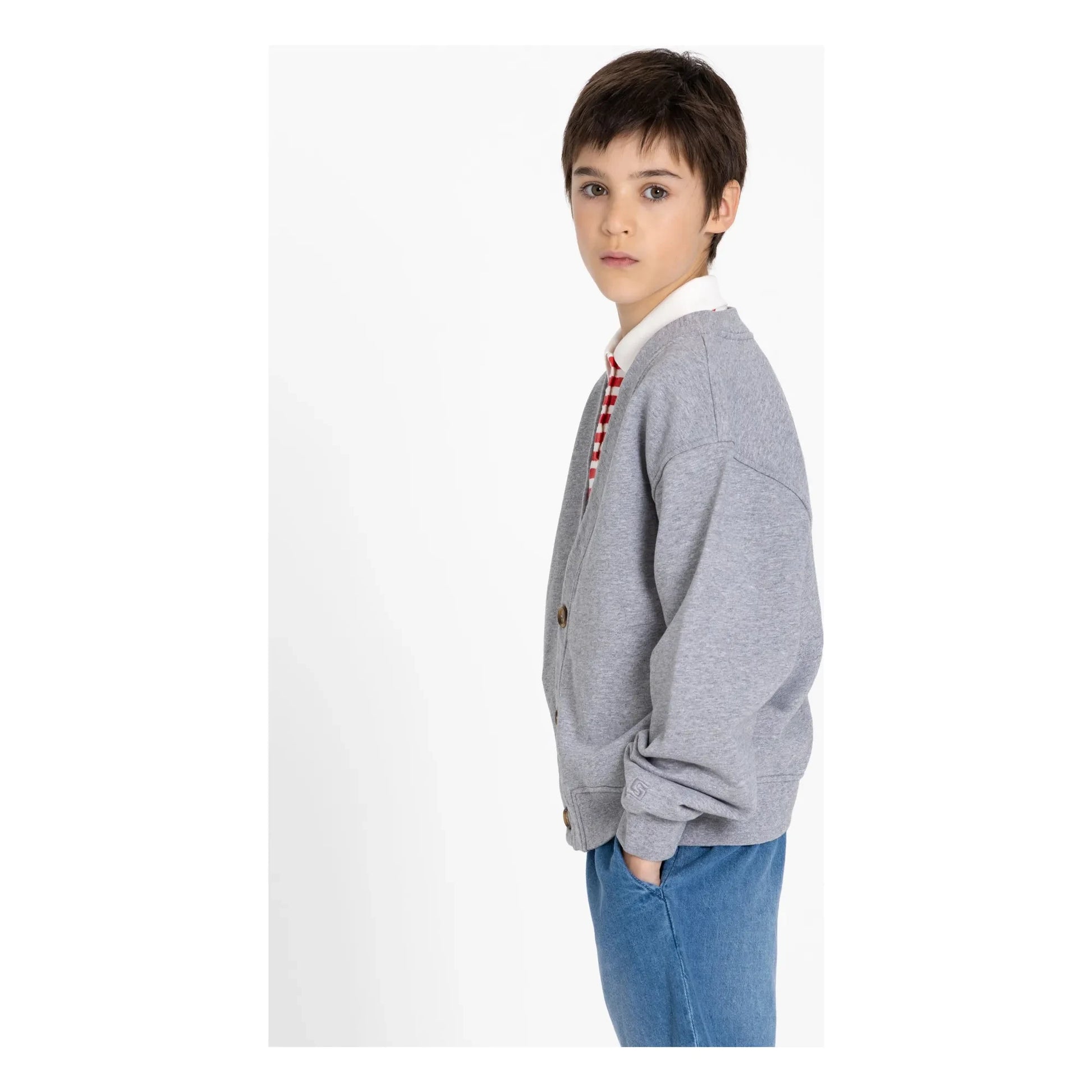 Smallable Kid - Ostmark organic cotton cardigan | Heather grey