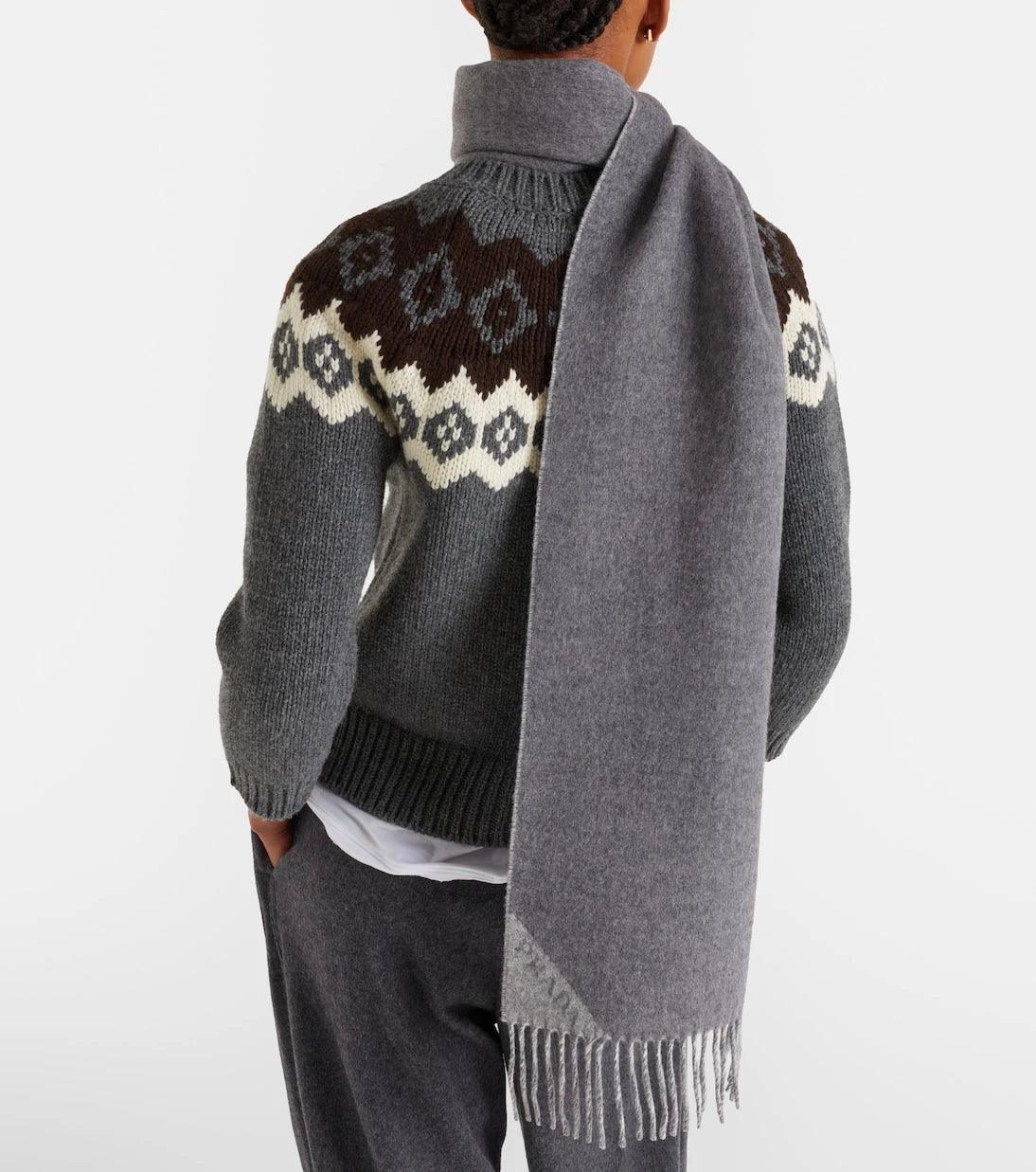 Prada - Logo wool and cashmere jacquard scarf