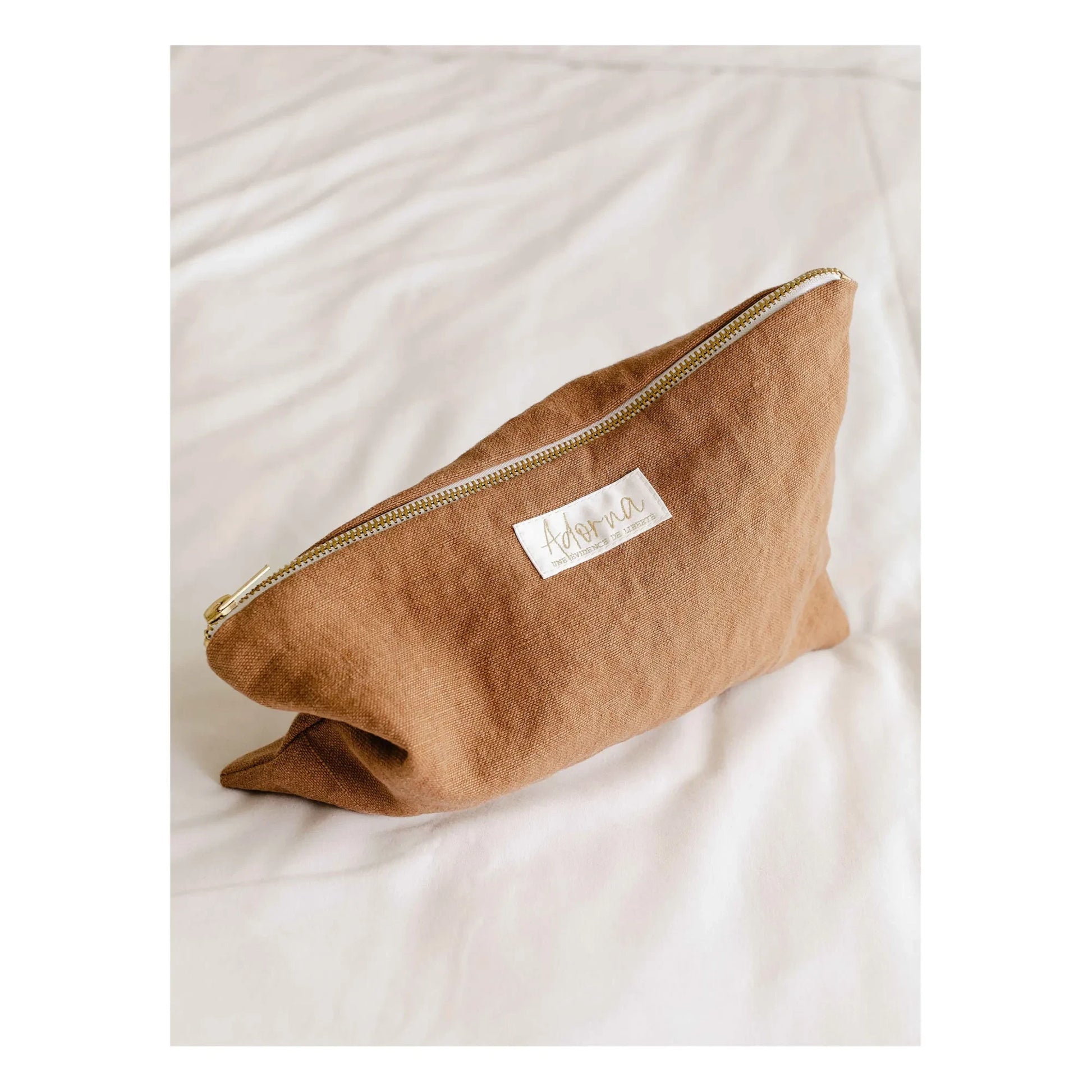 Adorna - Julie Linen clutch bag | Terracotta