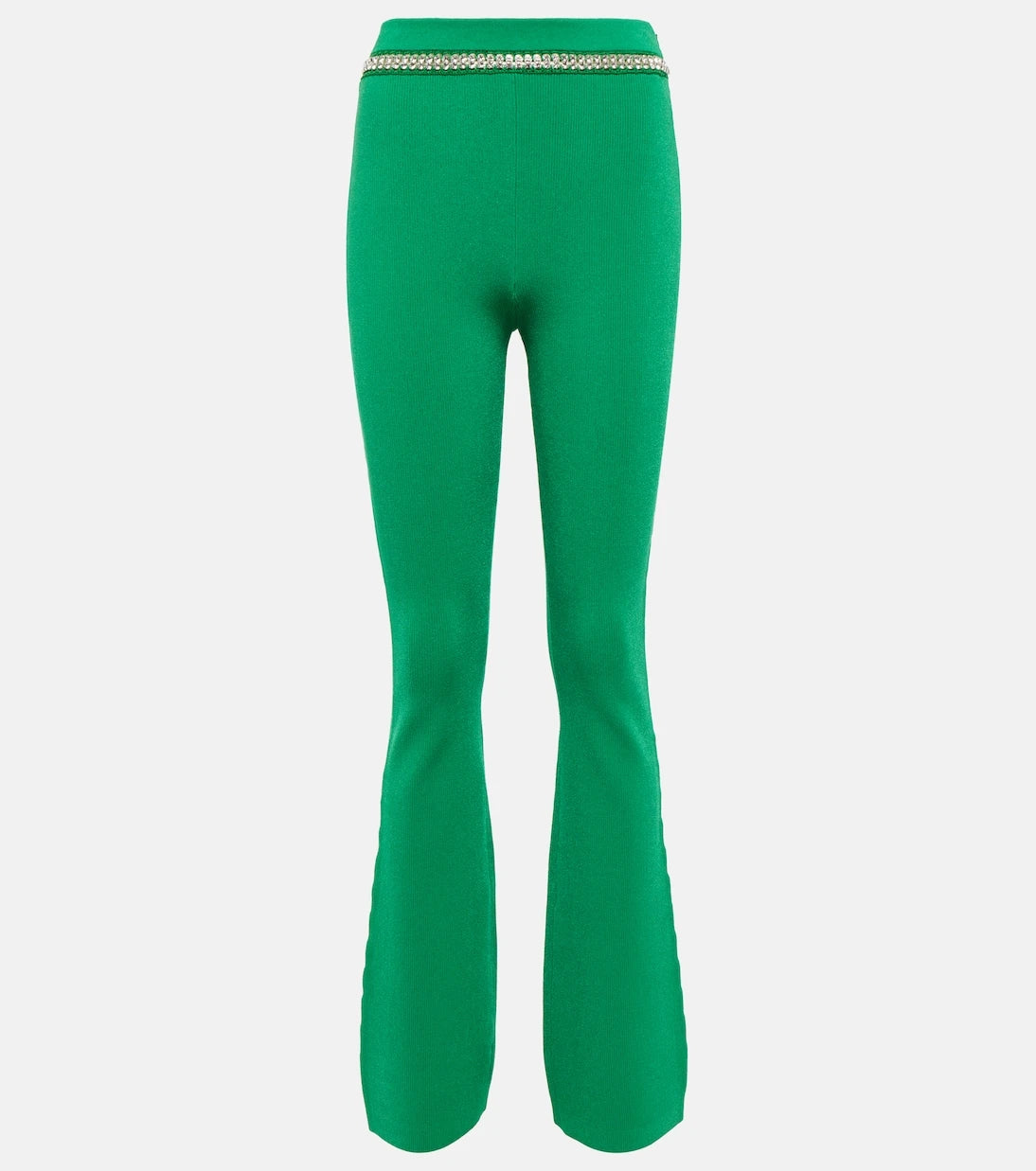Rabanne - Embellished ribbed-knit flared pants