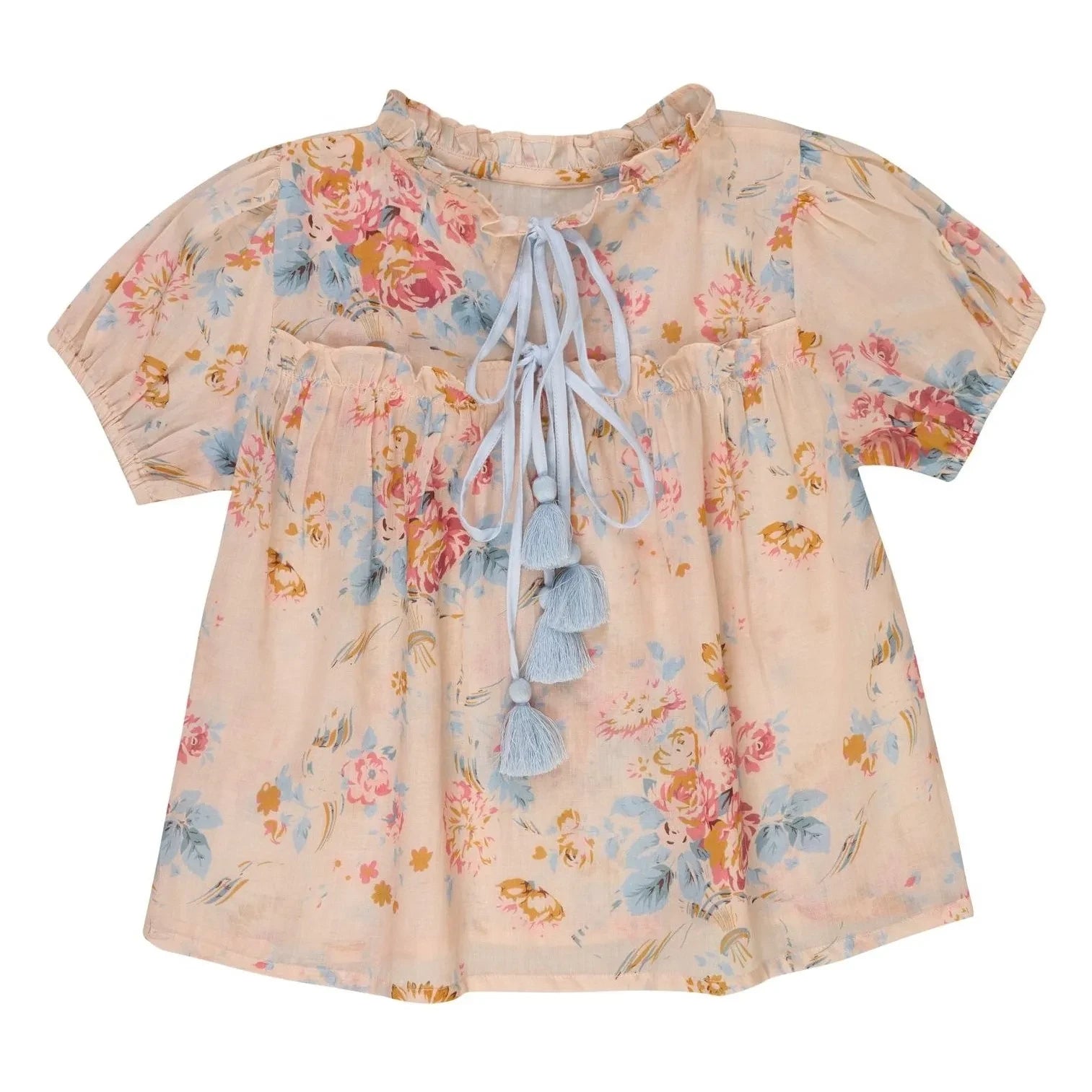 Lilinoa - Blouse Elise Fleurie Voile de Coton | Peach