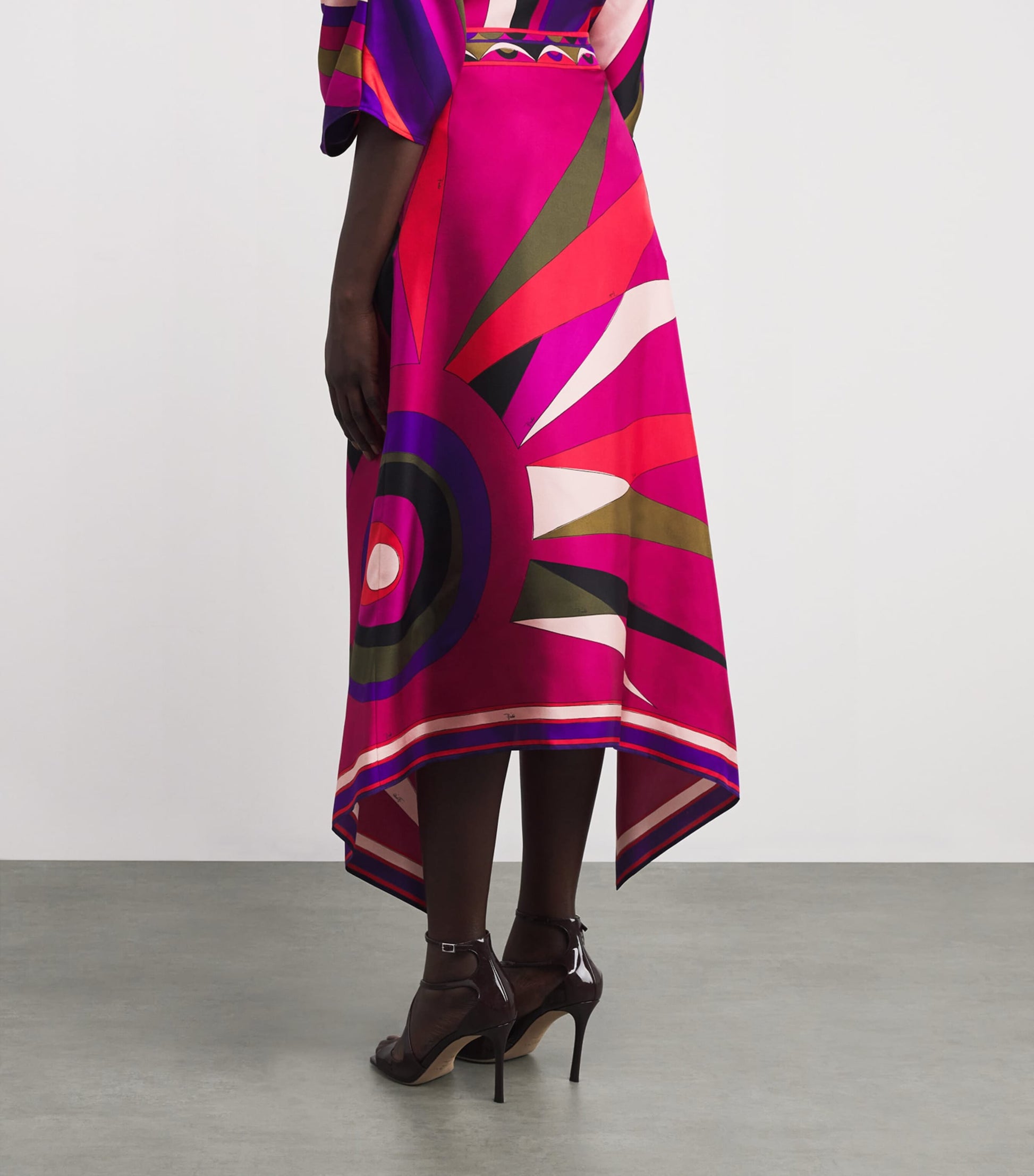 Multi Silk Hawaii Midi Skirt