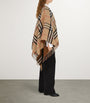 Brown Wool-Cashmere Contrast-Check Cape