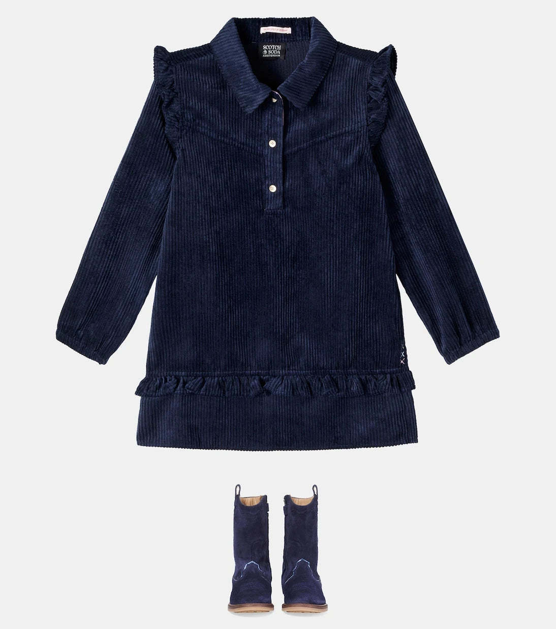 Scotch & Soda Kids - Ruffled corduroy dress