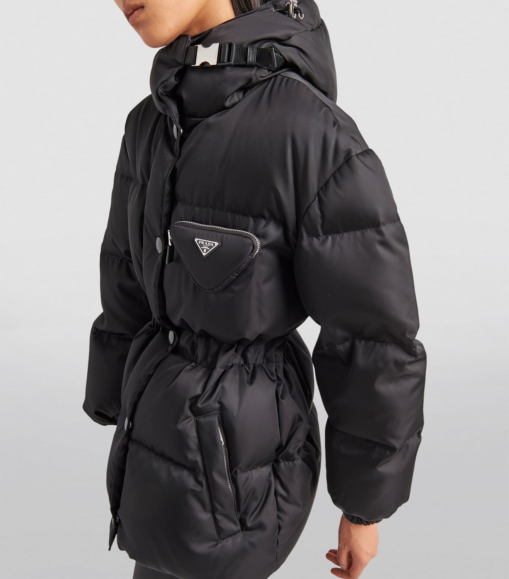 Black Hooded Re-Nylon Puffer Jacket