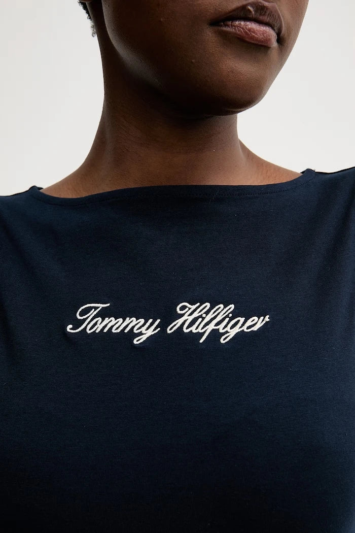 Tommy Hilfiger pamuklu ve elastanlı kadın üst