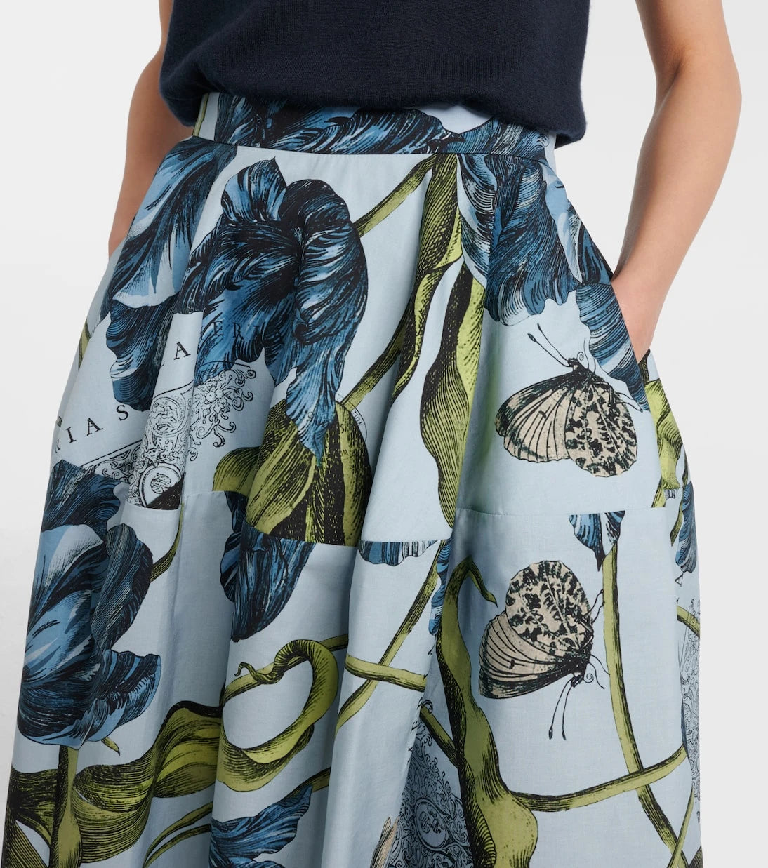 Erdem - Floral cotton poplin midi skirt