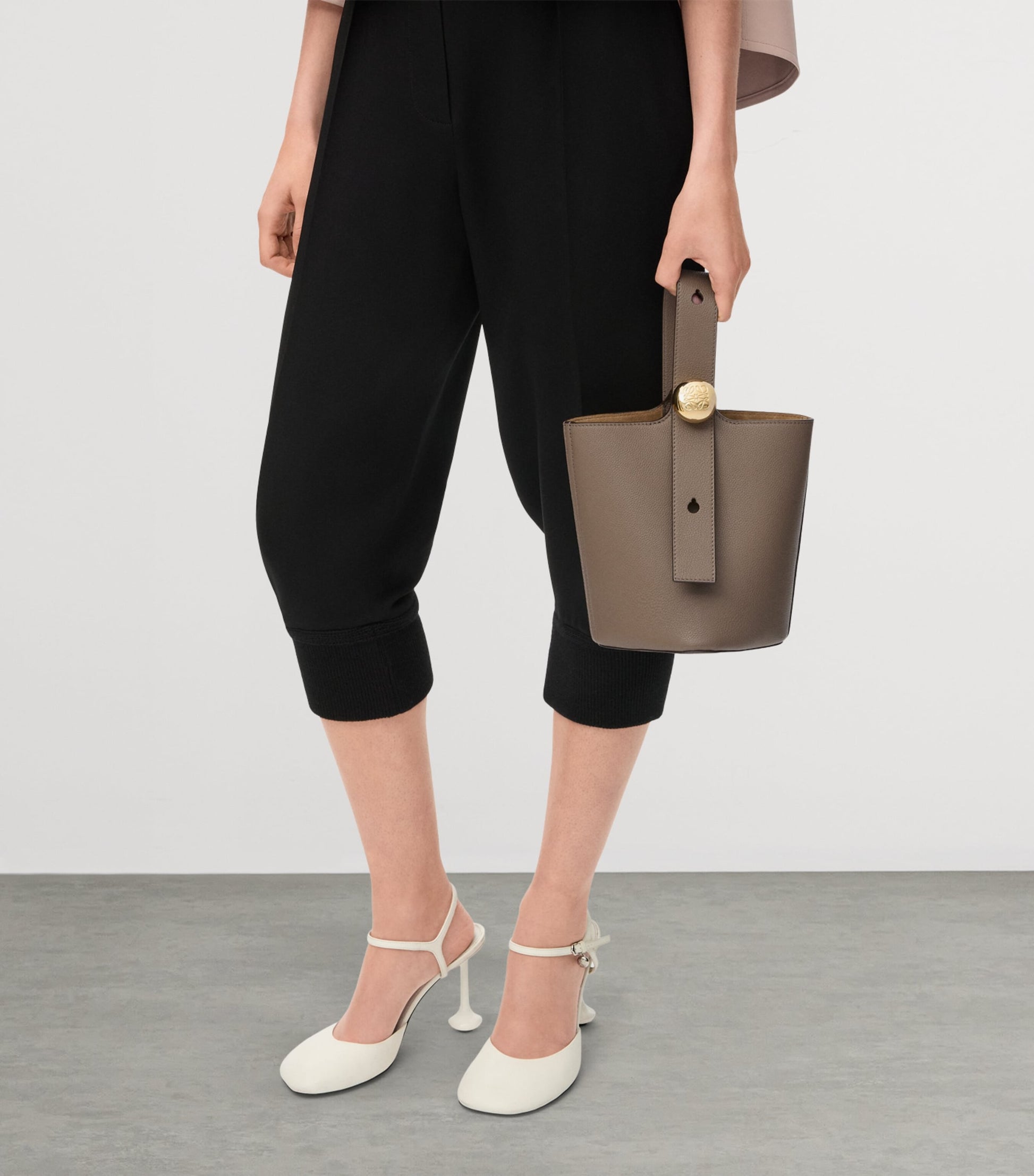 LOEWE Brown Mini Leather Pebble Bucket Bag