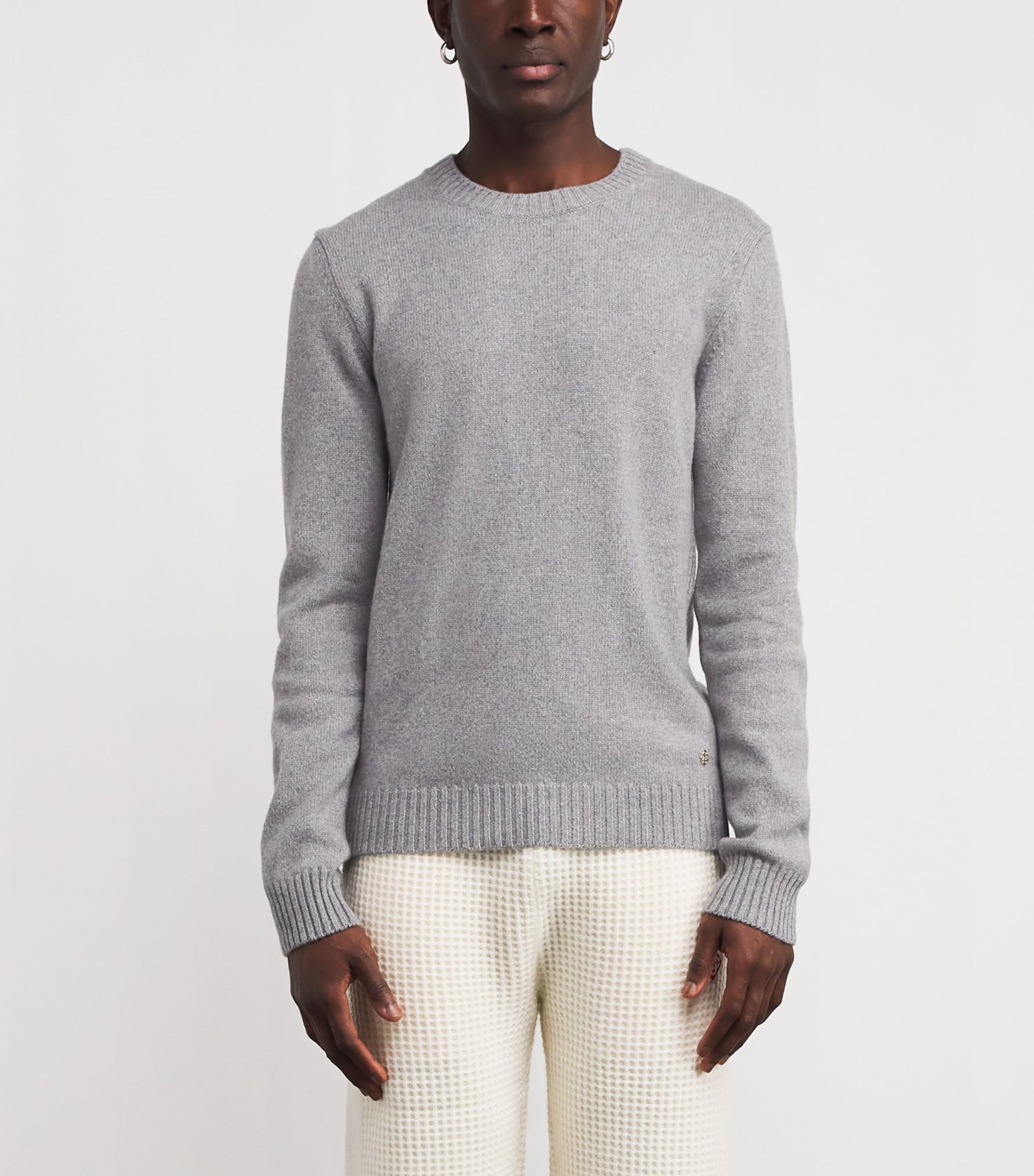 Grey Cashmere Crew-Neck Sweater