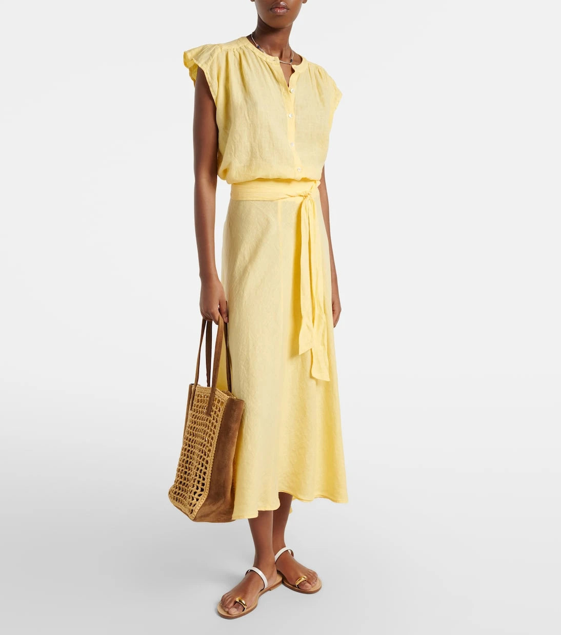 Velvet - Malina linen midi skirt