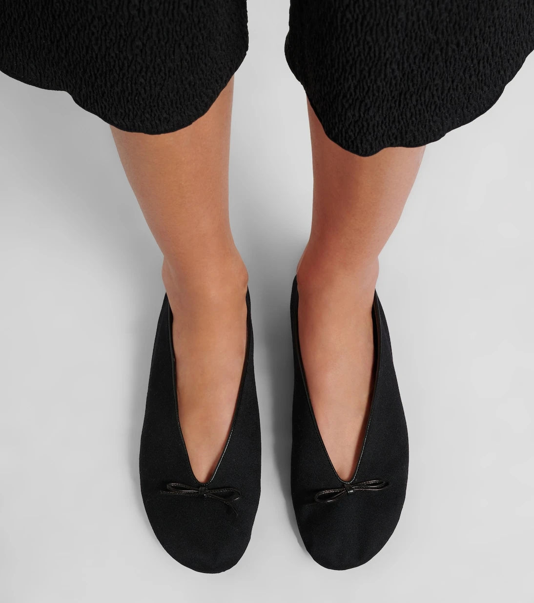 The Row - Fay bow-detail cotton ballet flats