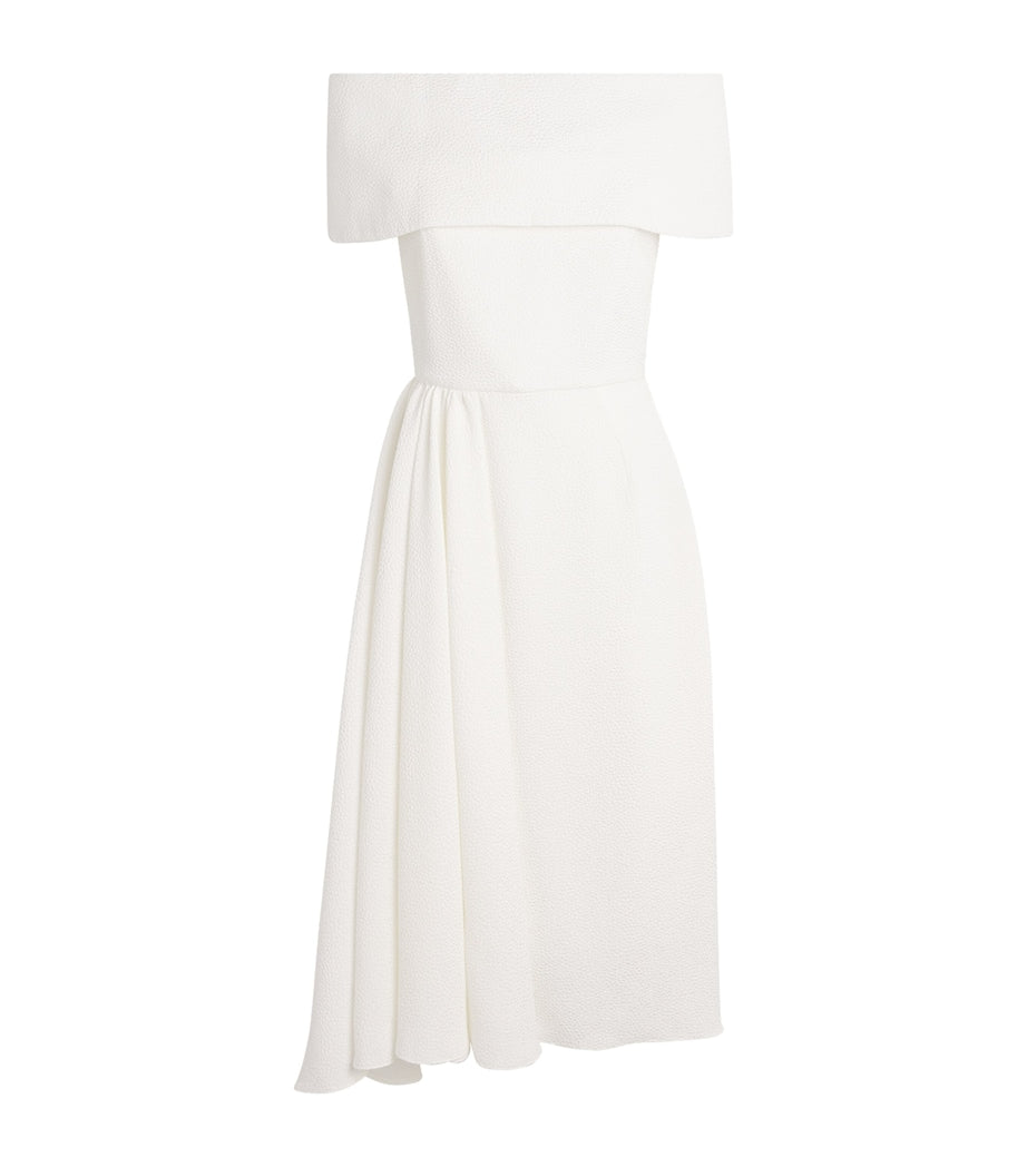 White Textured Philomela Midi Dress
