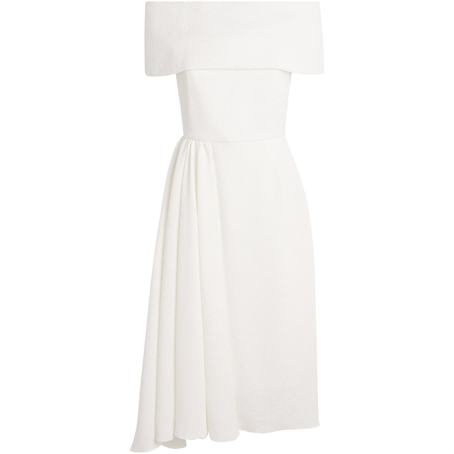 White Textured Philomela Midi Dress