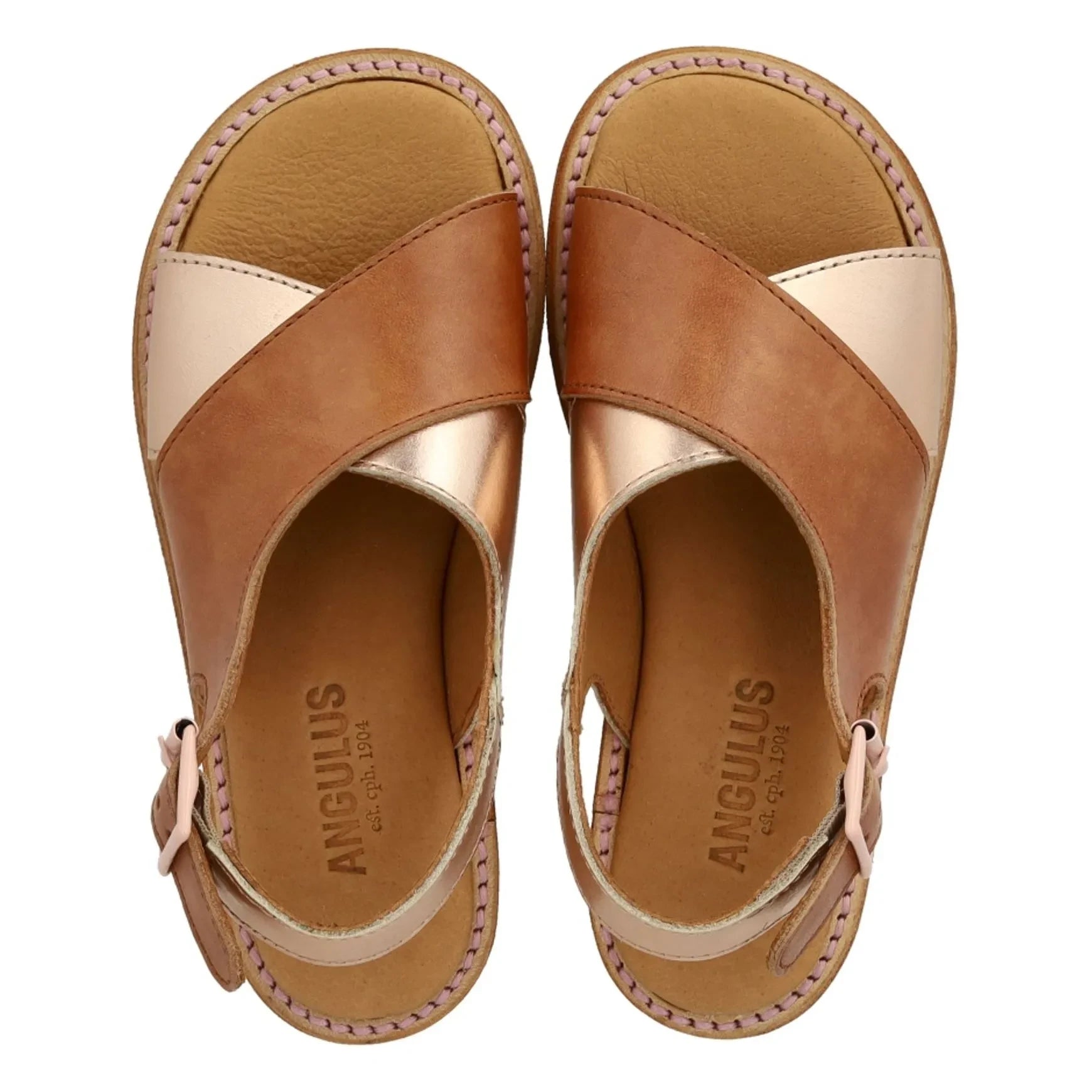 Angulus - Contrast Sandals | Pink Gold