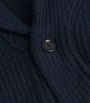 Navy Wool-Cashmere Shawl-Collar Cardigan