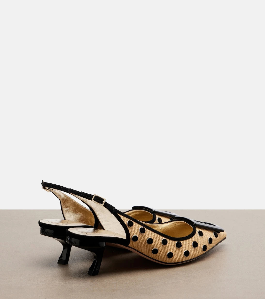 Roger Vivier - Virgule polka-dot canvas slingback pumps