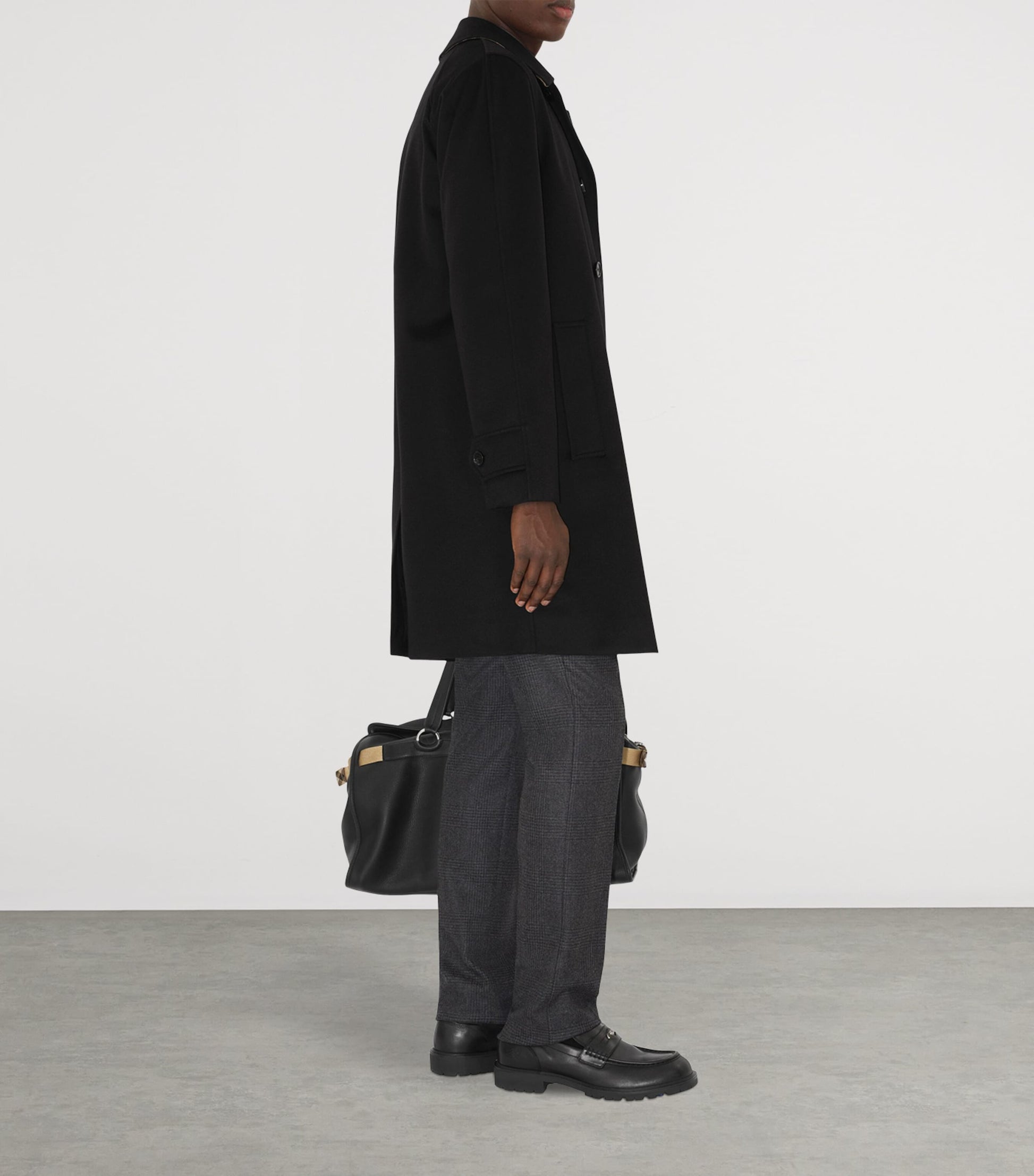 Burberry Black Cashmere Mid-Length Car Coat