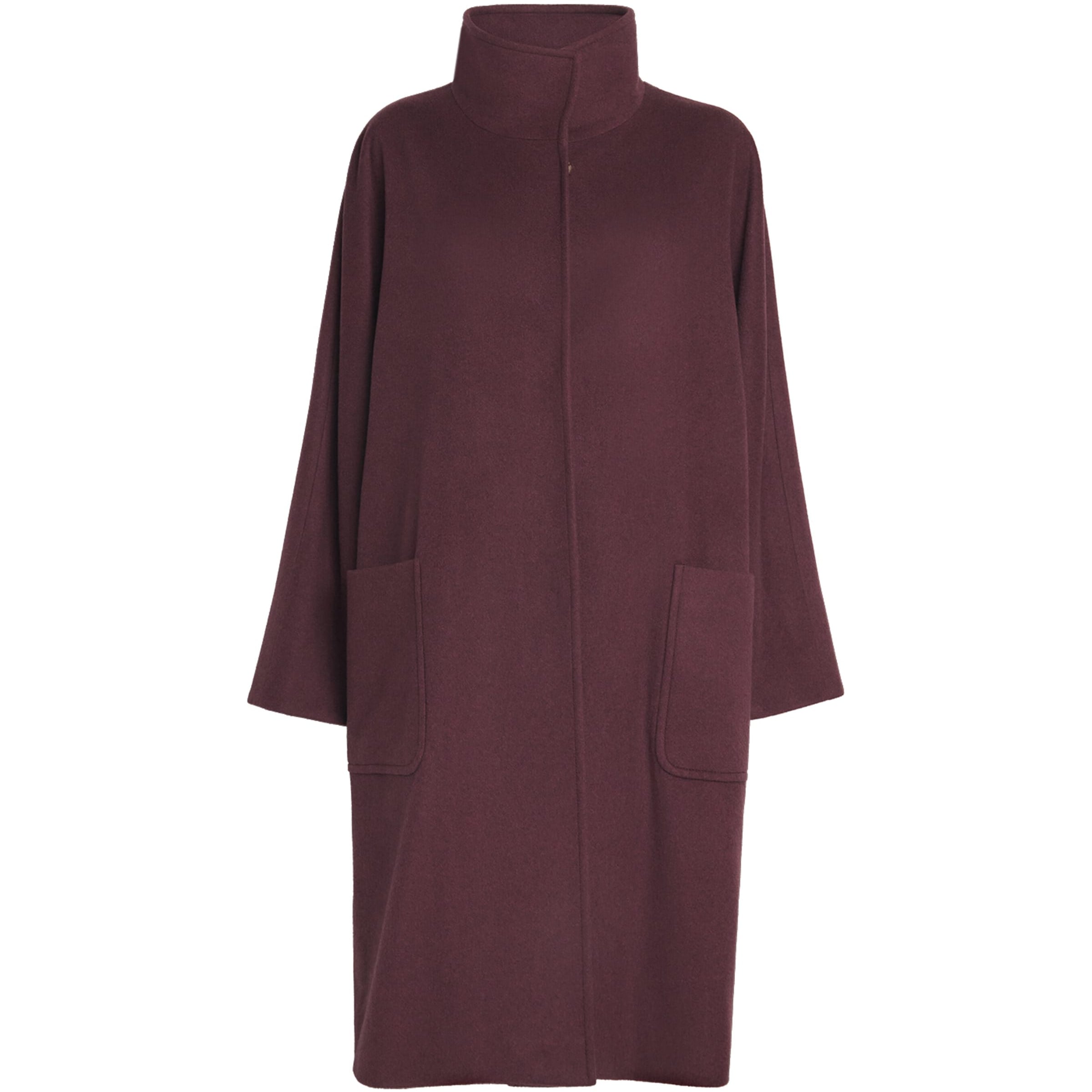 Burgundy Cashmere Stand-Collar Coat