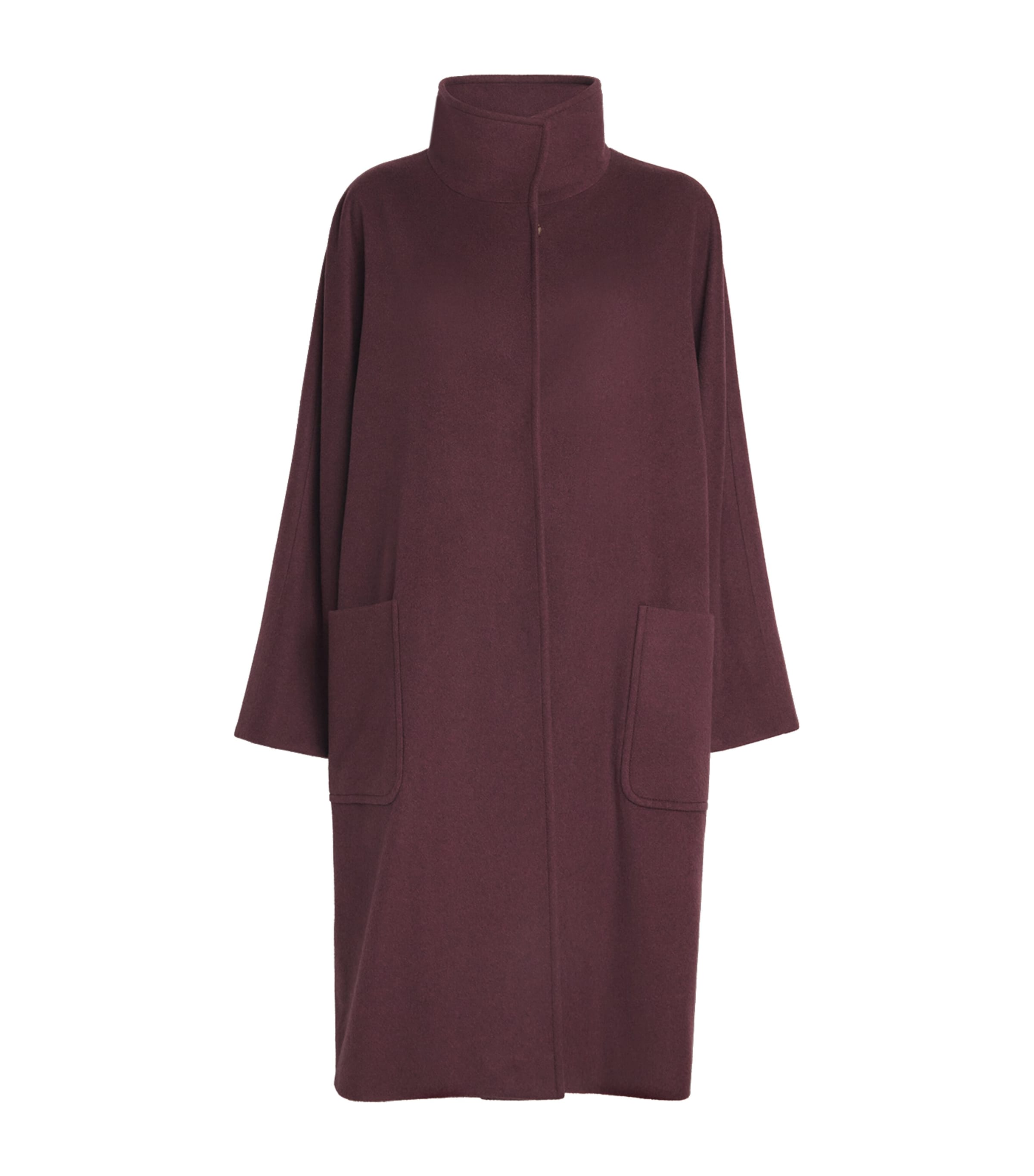 Burgundy Cashmere Stand-Collar Coat