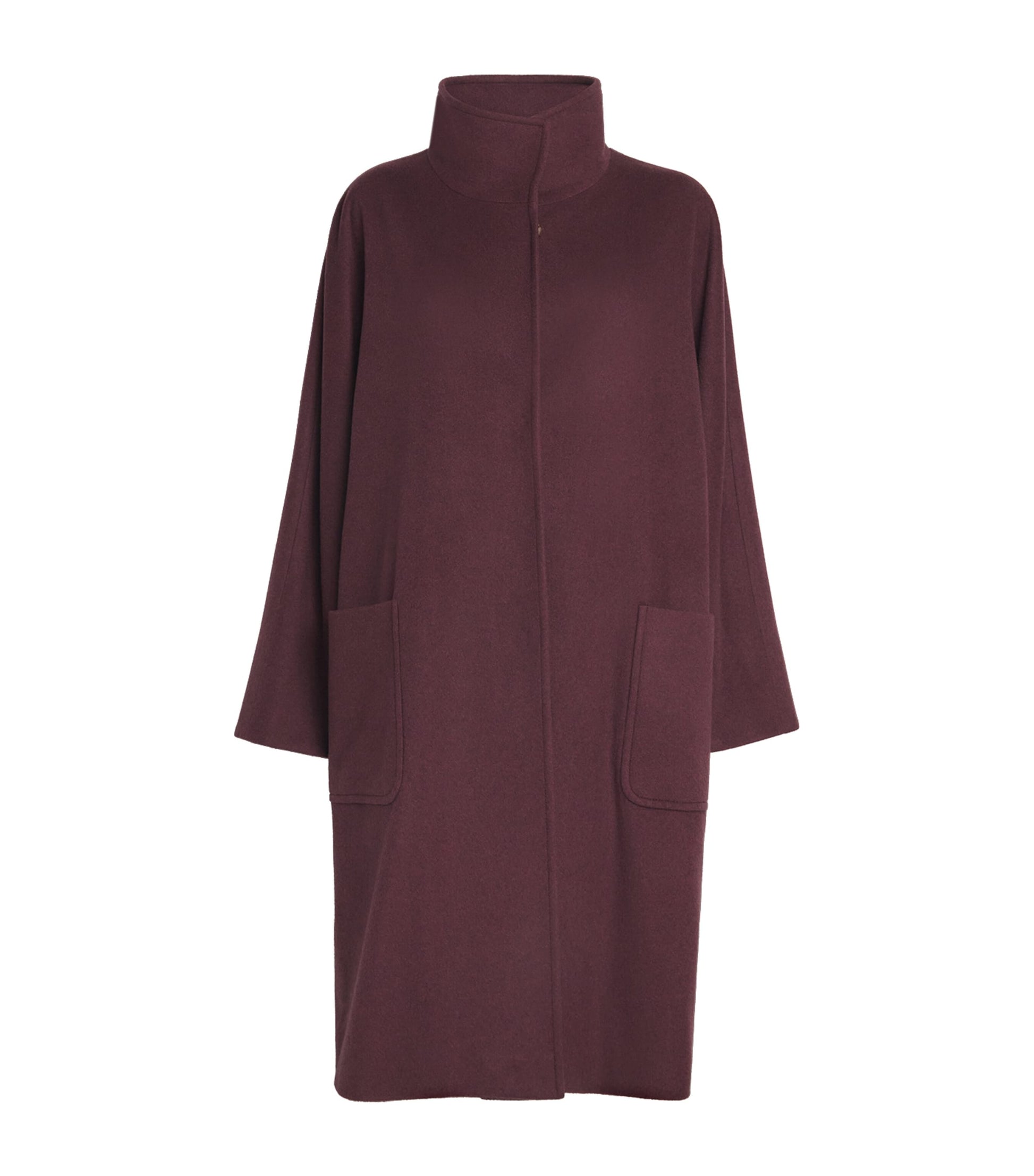 Burgundy Cashmere Stand-Collar Coat