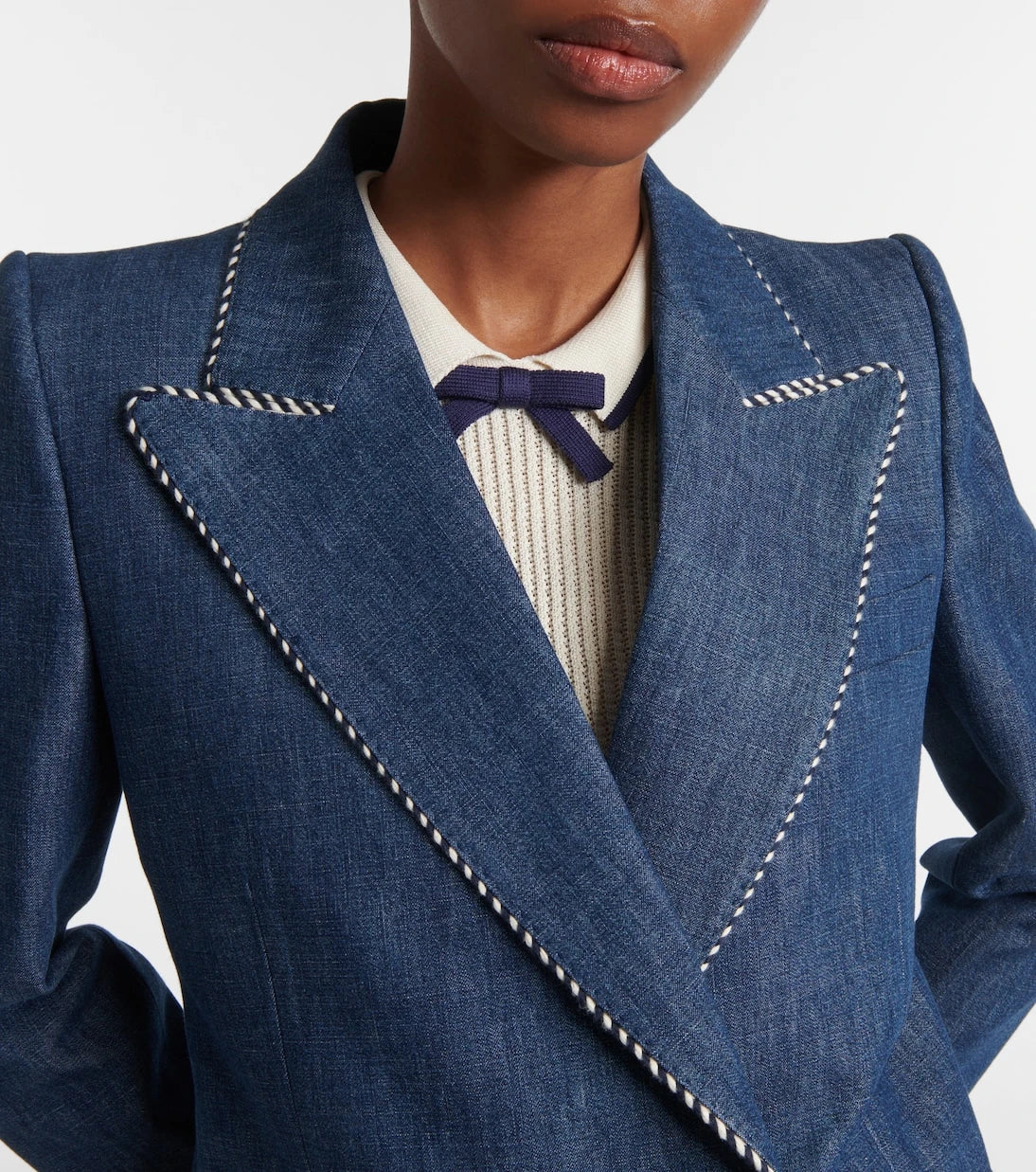 Valentino - Double-breasted chambray blazer
