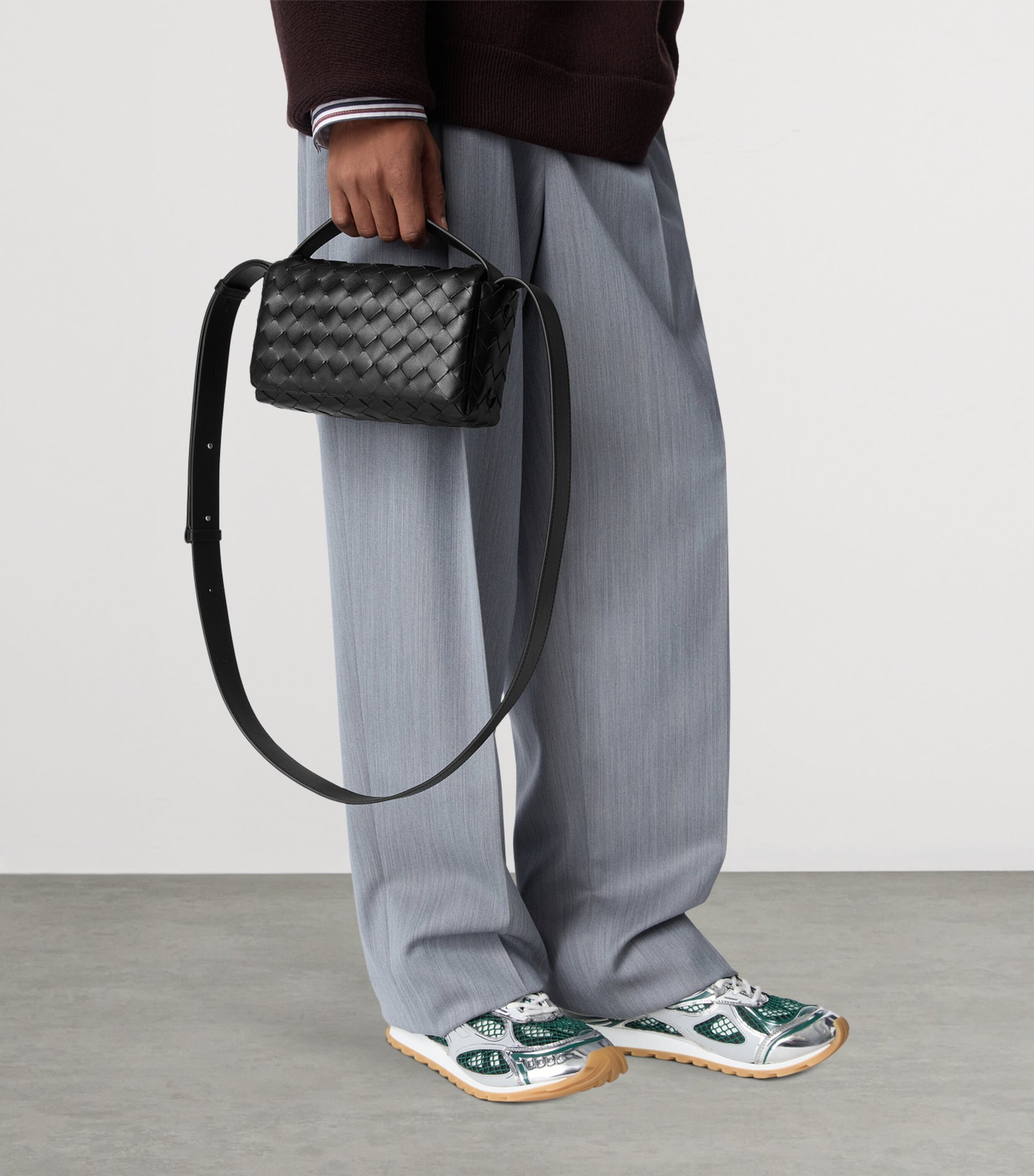 Mini Leather Intrecciato Flap Cross-Body Bag