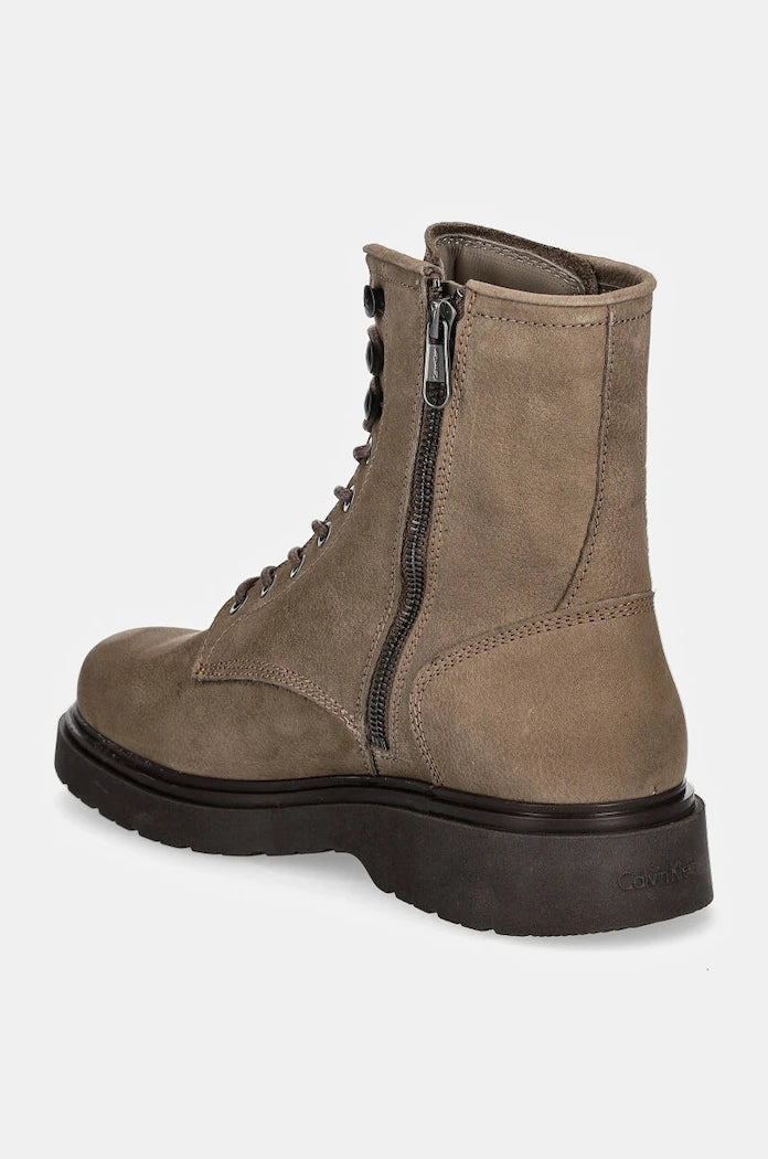 Велурени обувки Calvin Klein LACE UP BOOT W/ ZIP SUEDE