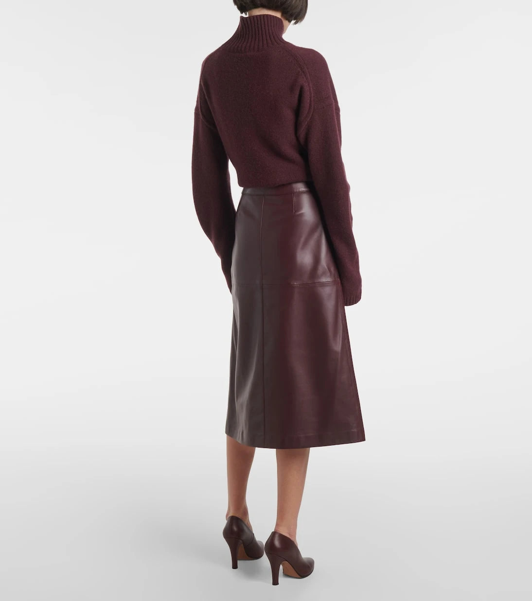 Joseph - Leather midi skirt