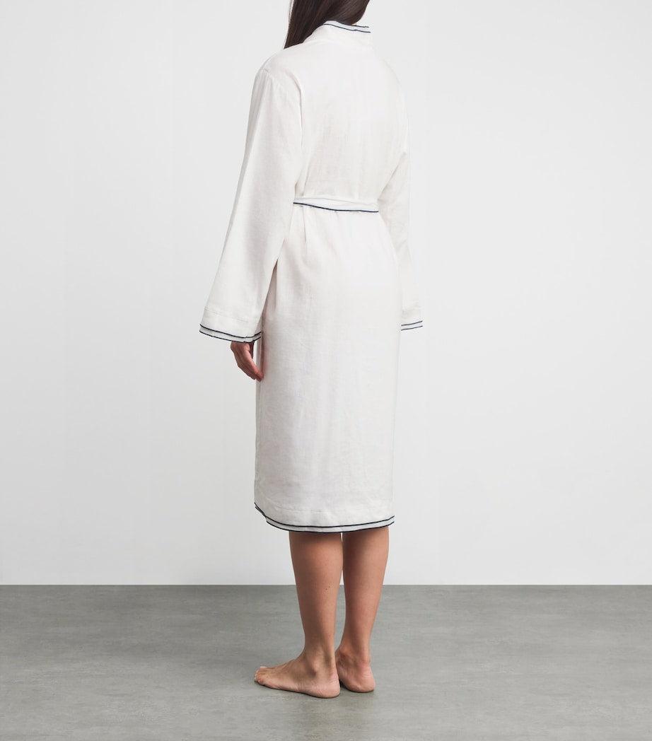 White Linen-Blend Robe