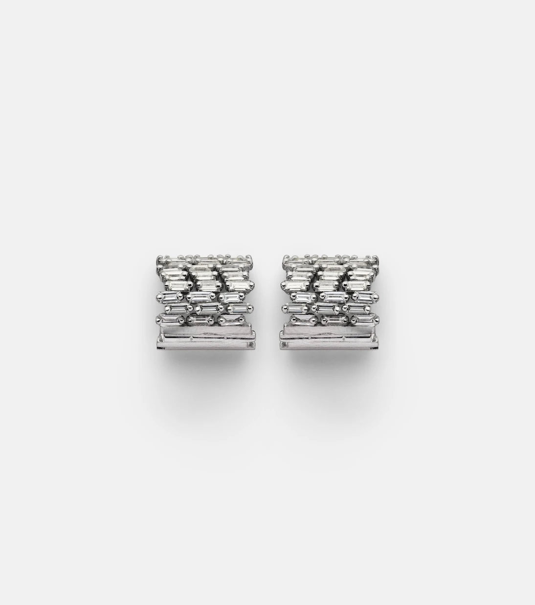 Suzanne Kalan - Rondelle 18kt white gold earrings with diamonds