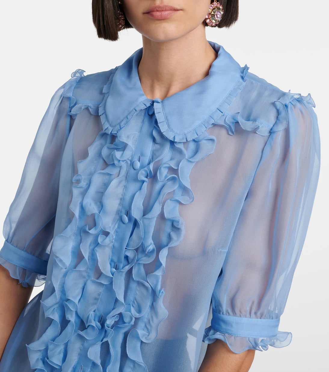 Dolce&Gabbana - Ruffled semi-sheer silk blouse