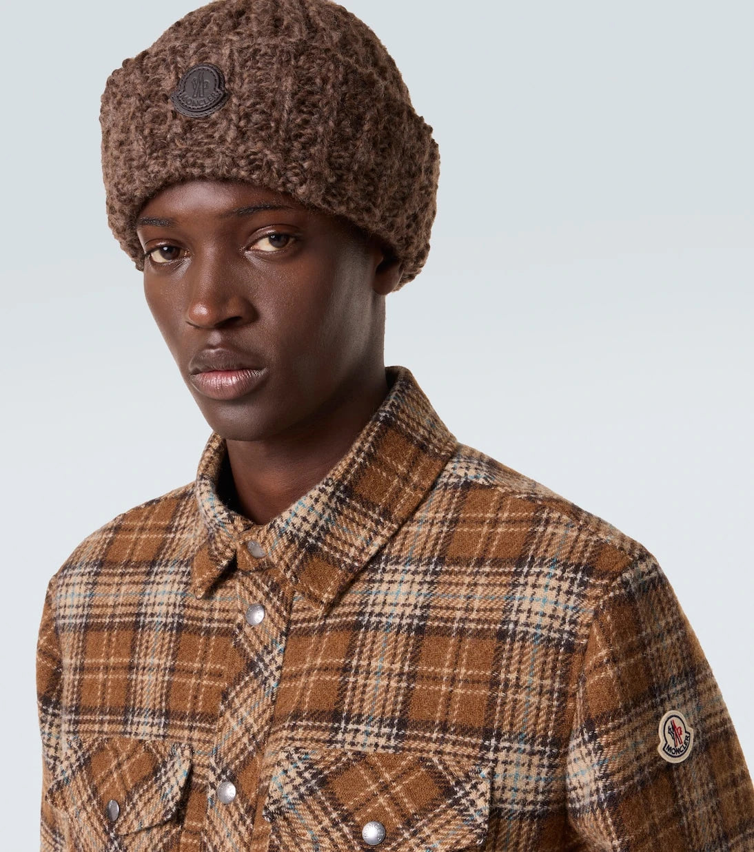 Moncler - قبعة بيني من الألبكة والصوف بشعار الماركة