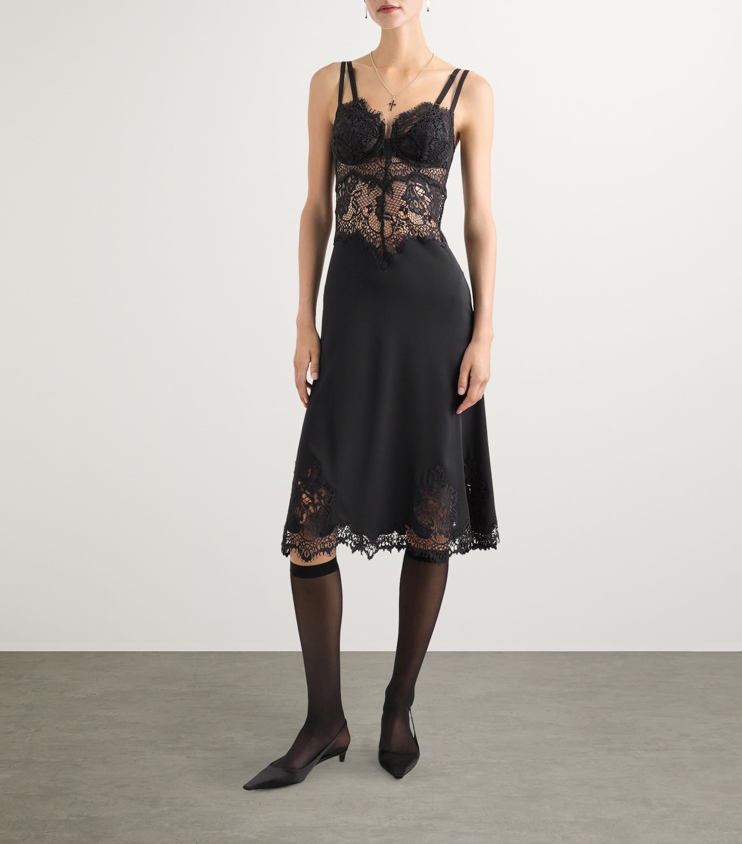 Dolce & Gabbana Multi Silk-Blend Lace Midi Dress