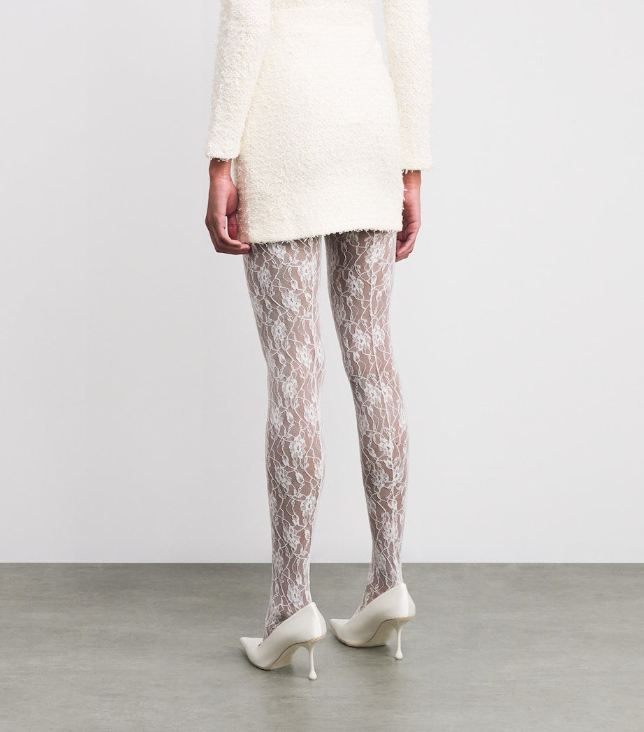 Self-Portrait Ivory Bouclé Embellished Mini Skirt