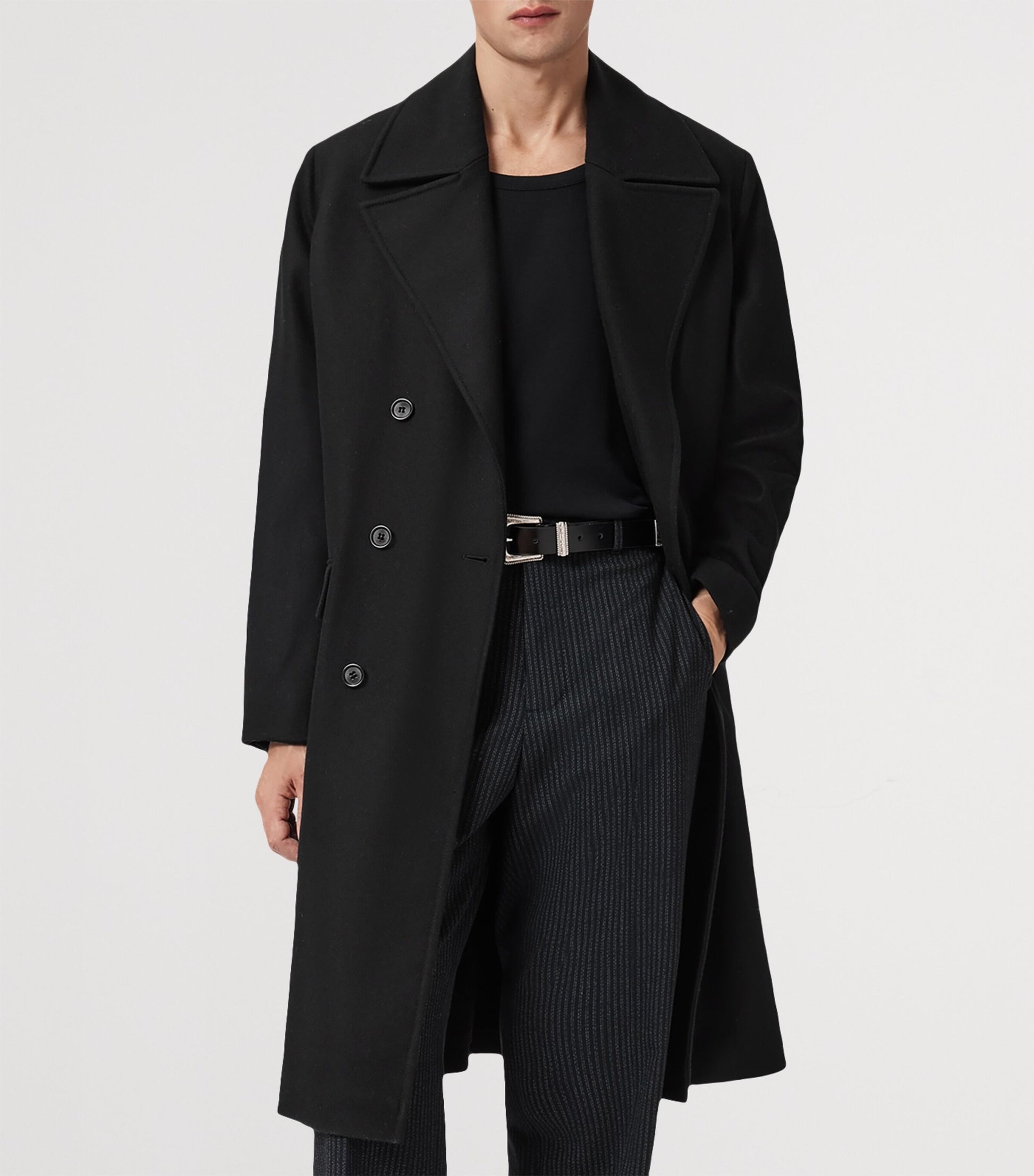 Black Wool-Blend Curran Overcoat