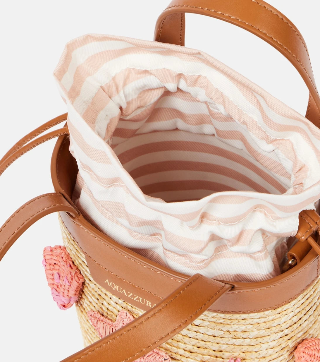 Aquazzura - Marea Small appliqué raffia bucket bag
