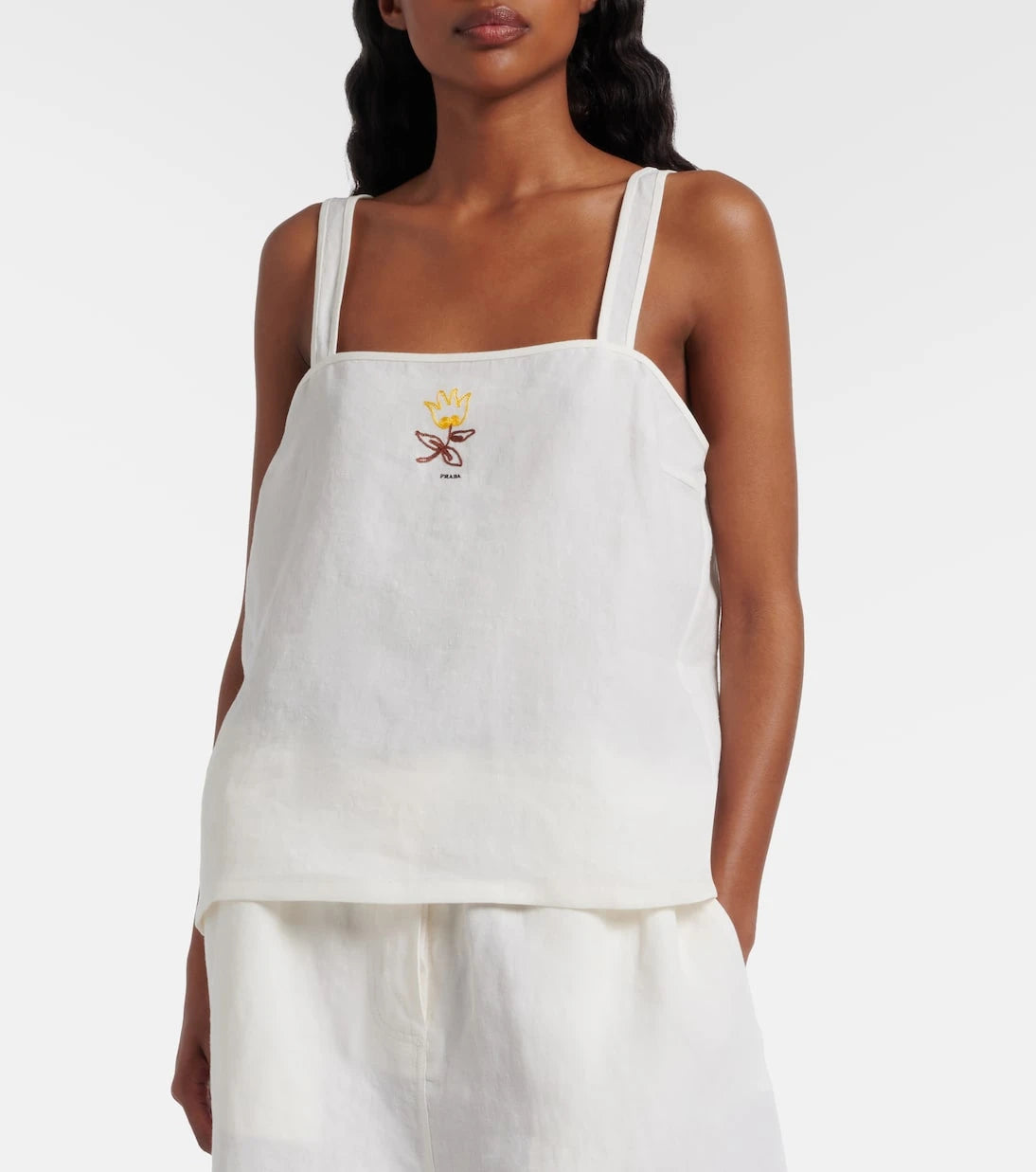 Prada - Embroidered linen top