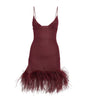 Oséree Burgundy Lumière Feather Mini Dress