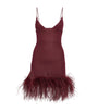 Oséree Burgundy Lumière Feather Mini Dress