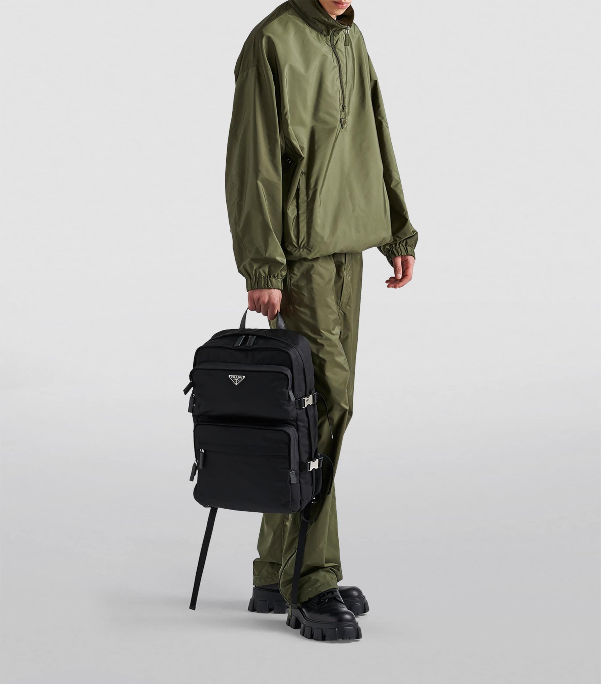 Re-Nylon and Leather Backpack