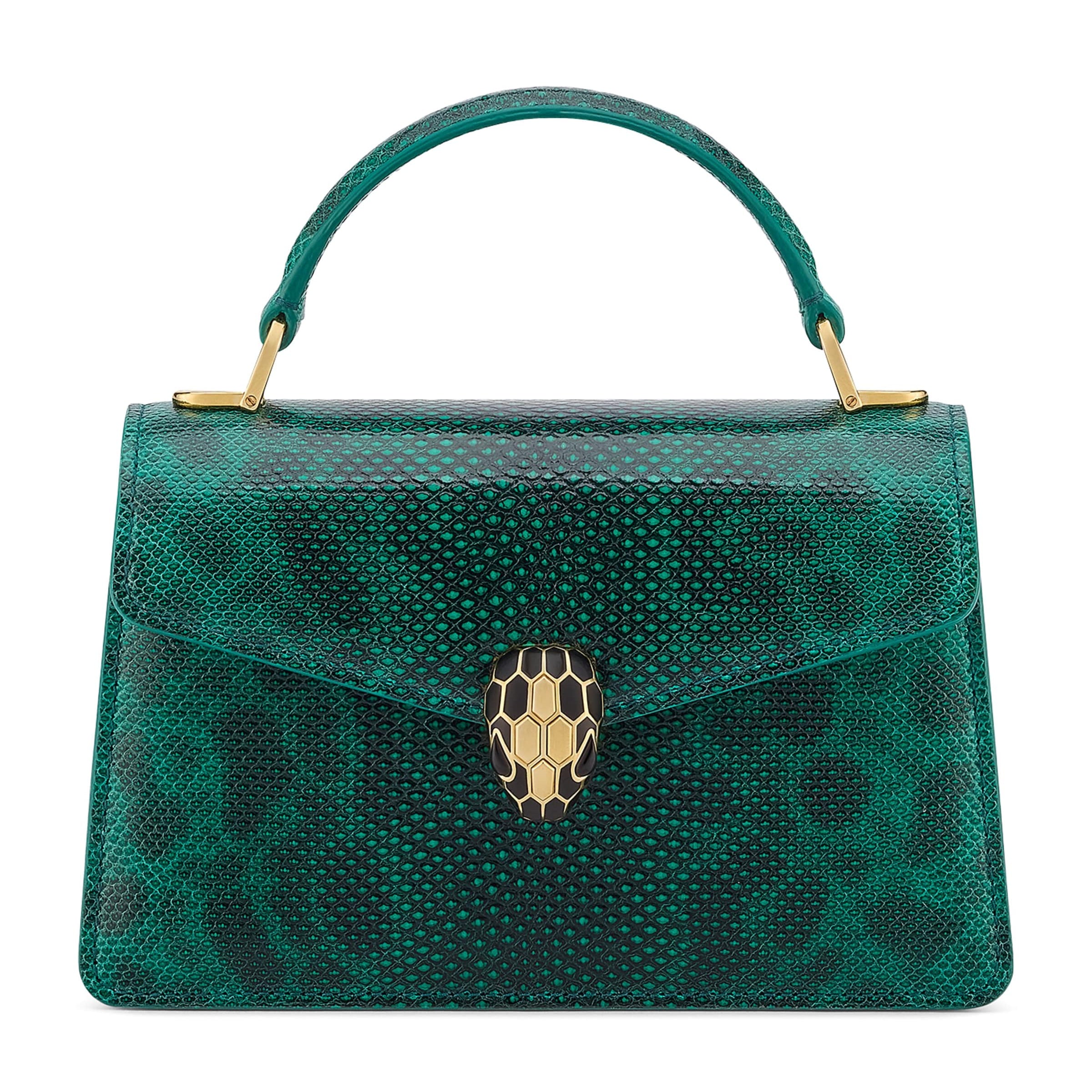 Green Karung Leather Serpenti Forever Top-Handle Bag