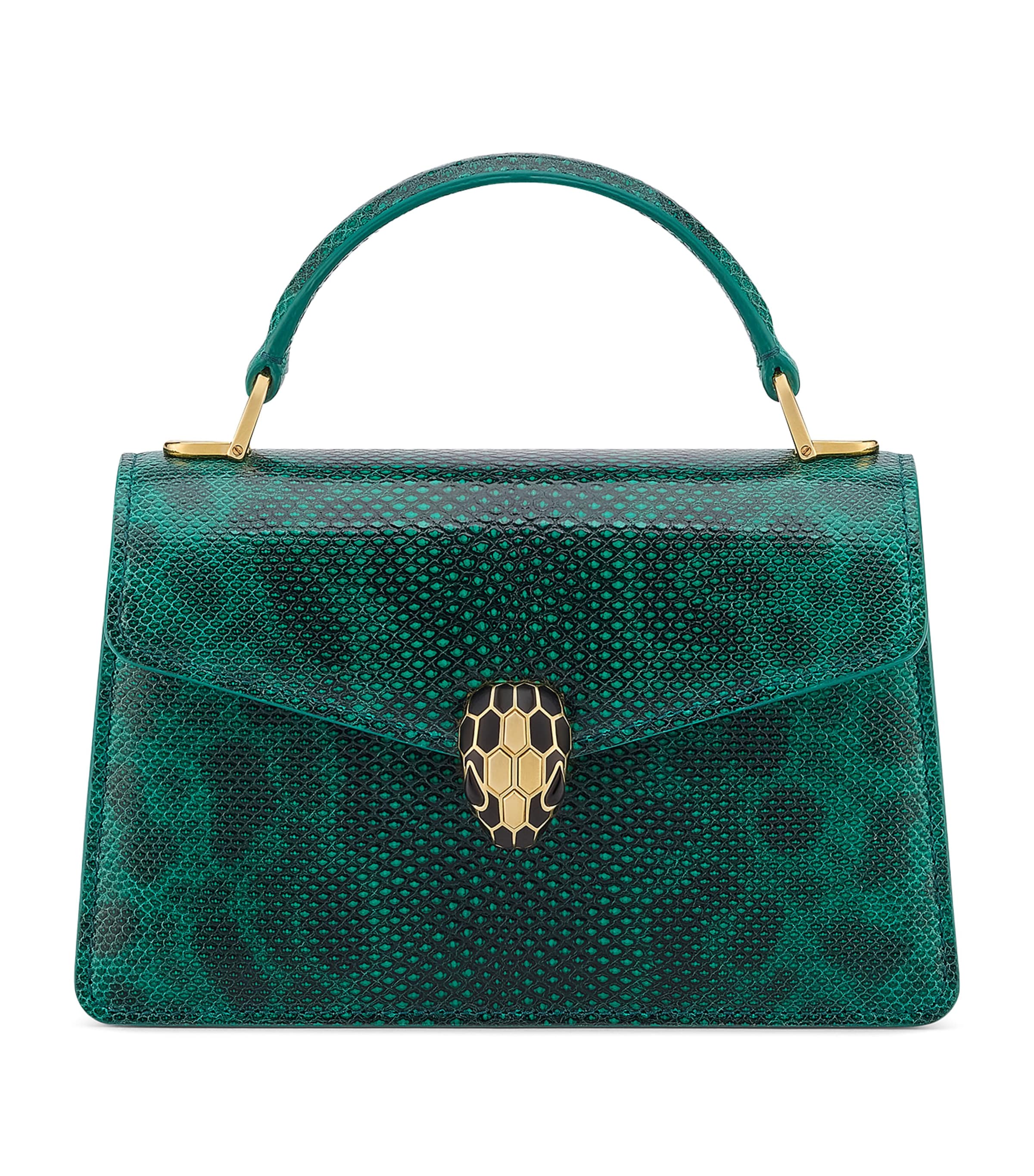 Green Karung Leather Serpenti Forever Top-Handle Bag