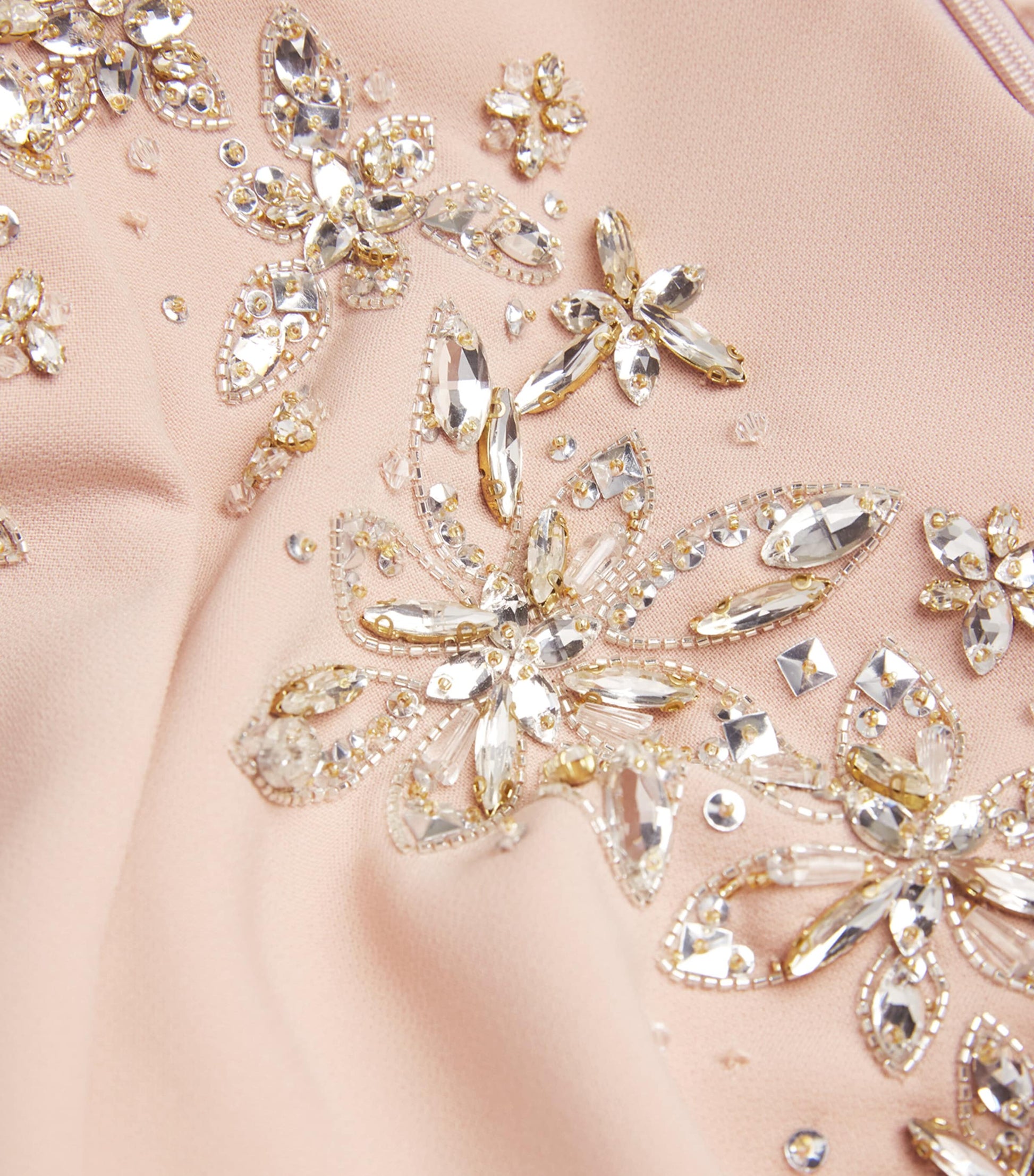 Crepe Embellished Rose Bud Midi Dress