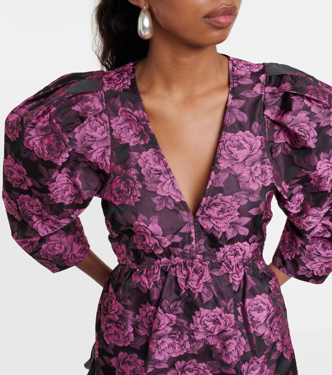 Ganni - Floral jacquard midi dress