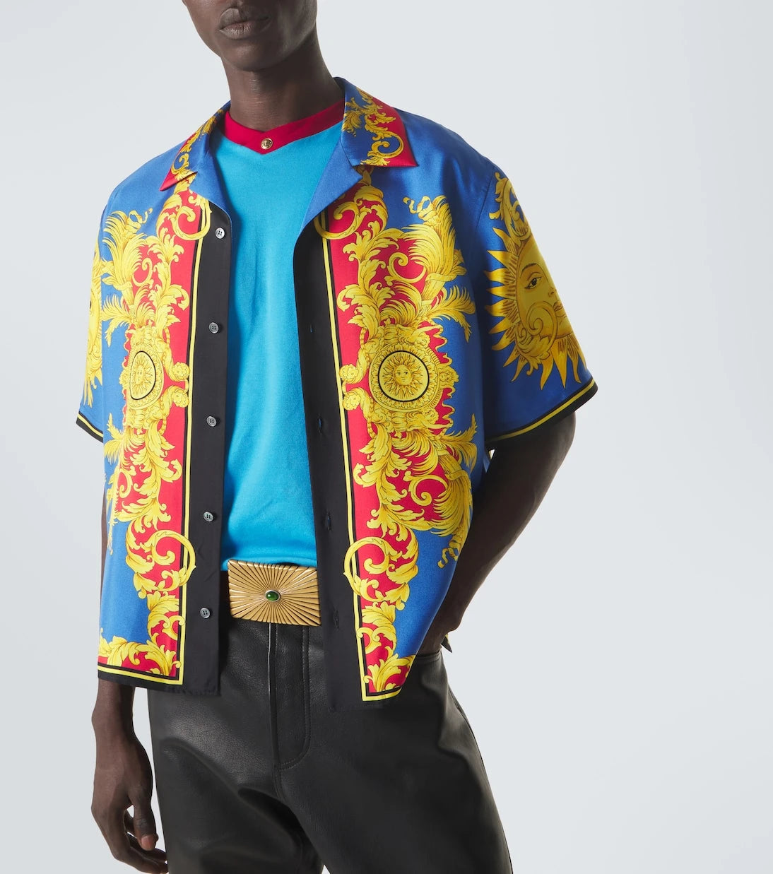 Versace - Baskılı ipek bowling gömleği