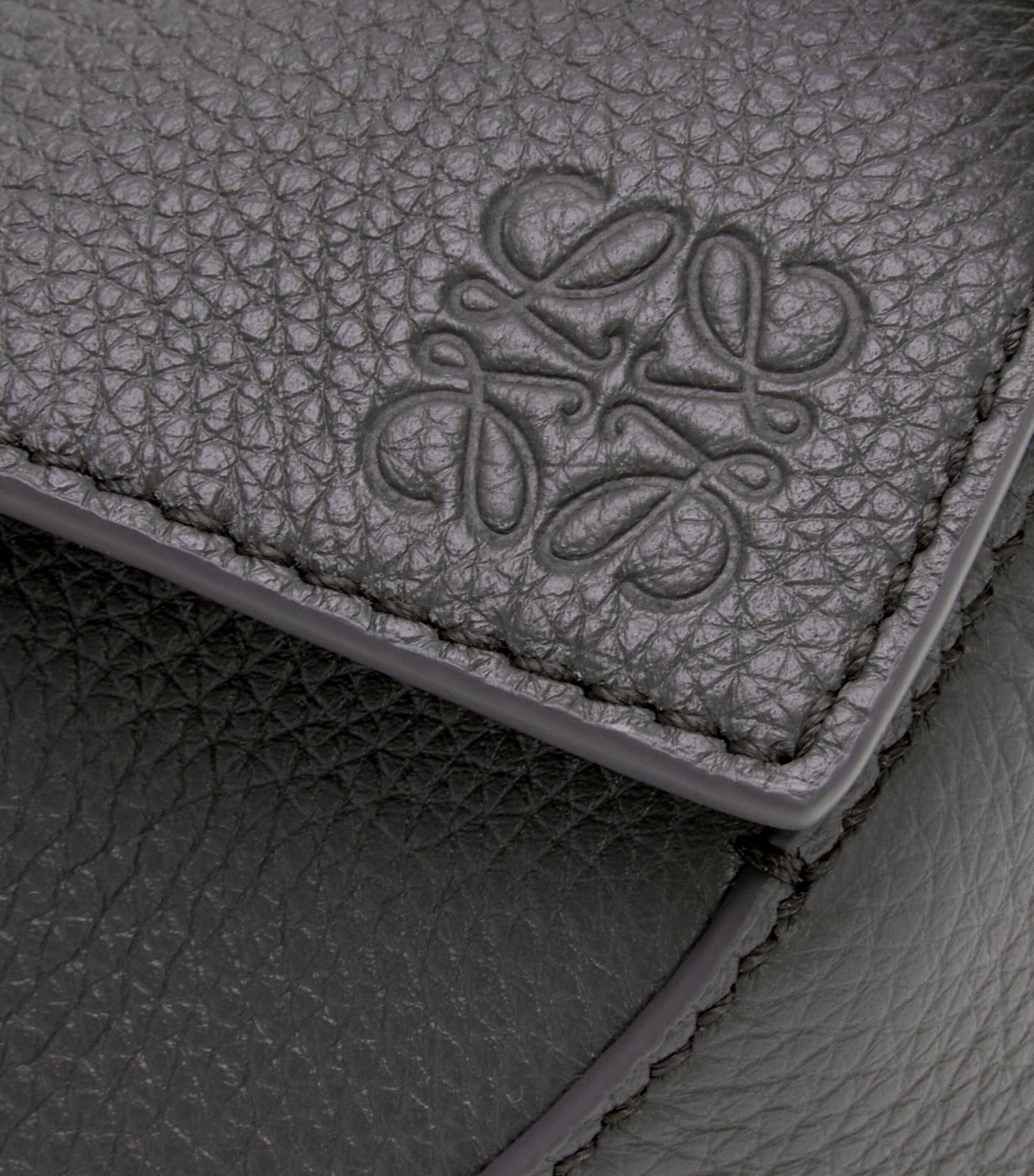 LOEWE Grey Mini Leather Puzzle Edge Top-Handle Bag