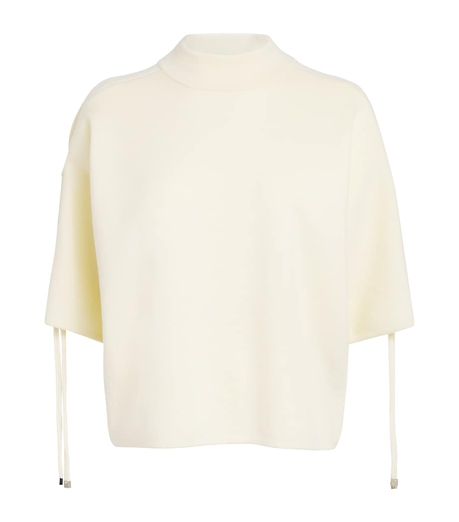 Max Mara White Virgin Wool Funnel-Neck Sweater